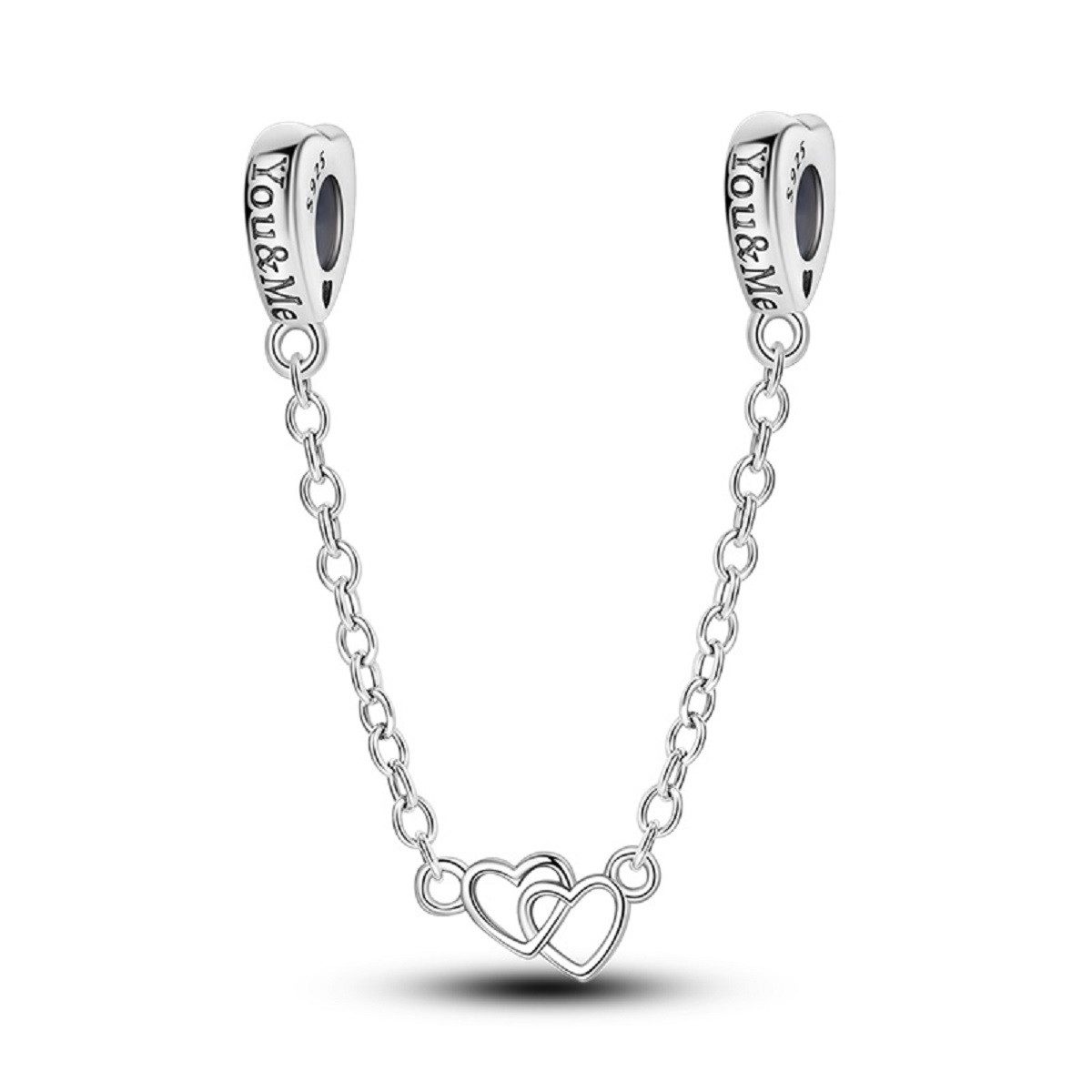 PANDACHARMS Bead Verschlungene Herzen Stopper Sicherheitskette, 925er Sterling Silber