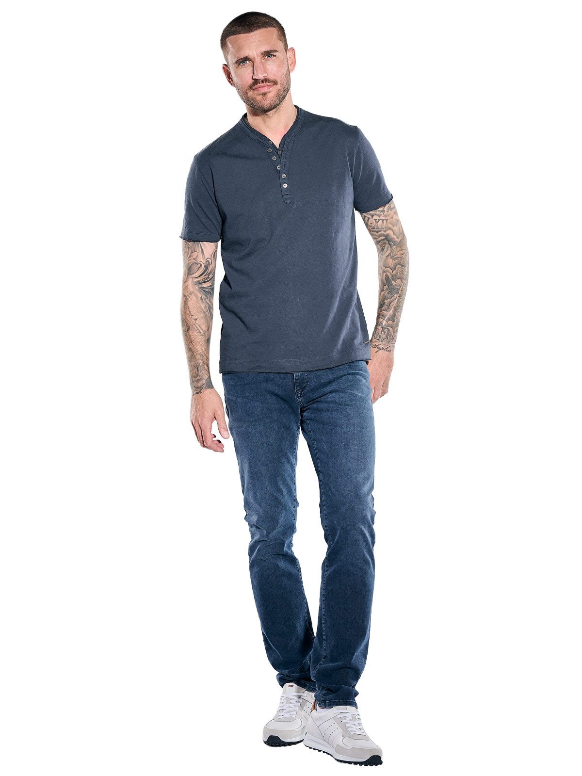 emilio adani T-Shirt Herren Henley T-Shirt, Saphirblau