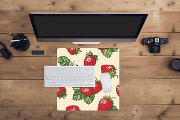 MuchoWow Gaming Mauspad Erdbeeren - Obst - Muster (1-St), Mousepad mit Rutschfester Unterseite, Gaming, 40x40 cm, XXL, Großes