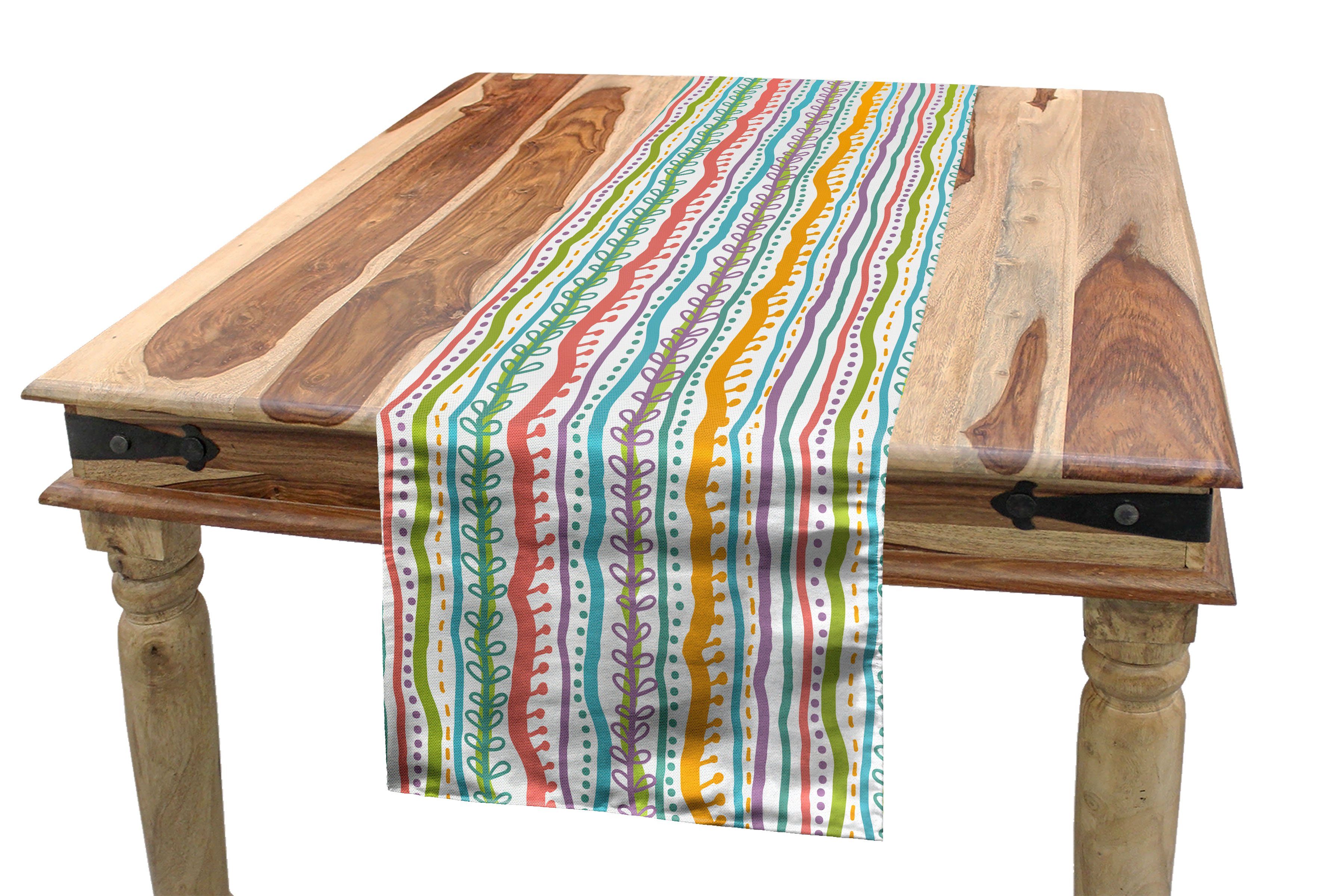 Abakuhaus Tischläufer Esszimmer Küche Rechteckiger Dekorativer Tischläufer, Abstrakt Vertikale Linien wirbeln