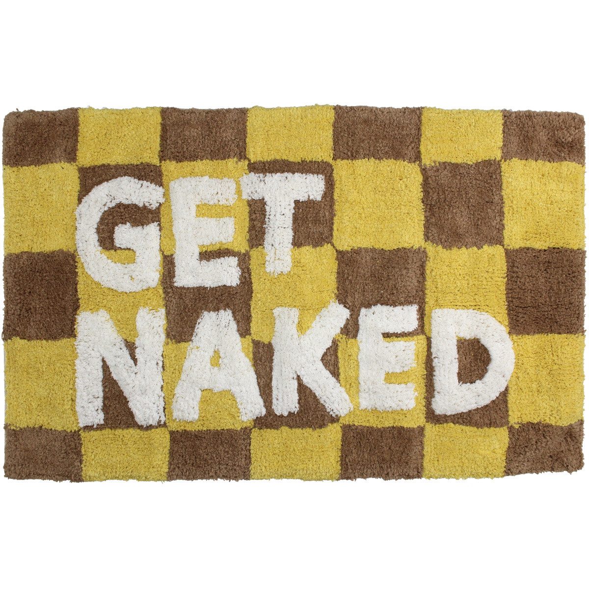 Kersten BV Badematte Badematte "Get Naked" - gelb, braun kariert, Höhe 2 mm, Baumwolle