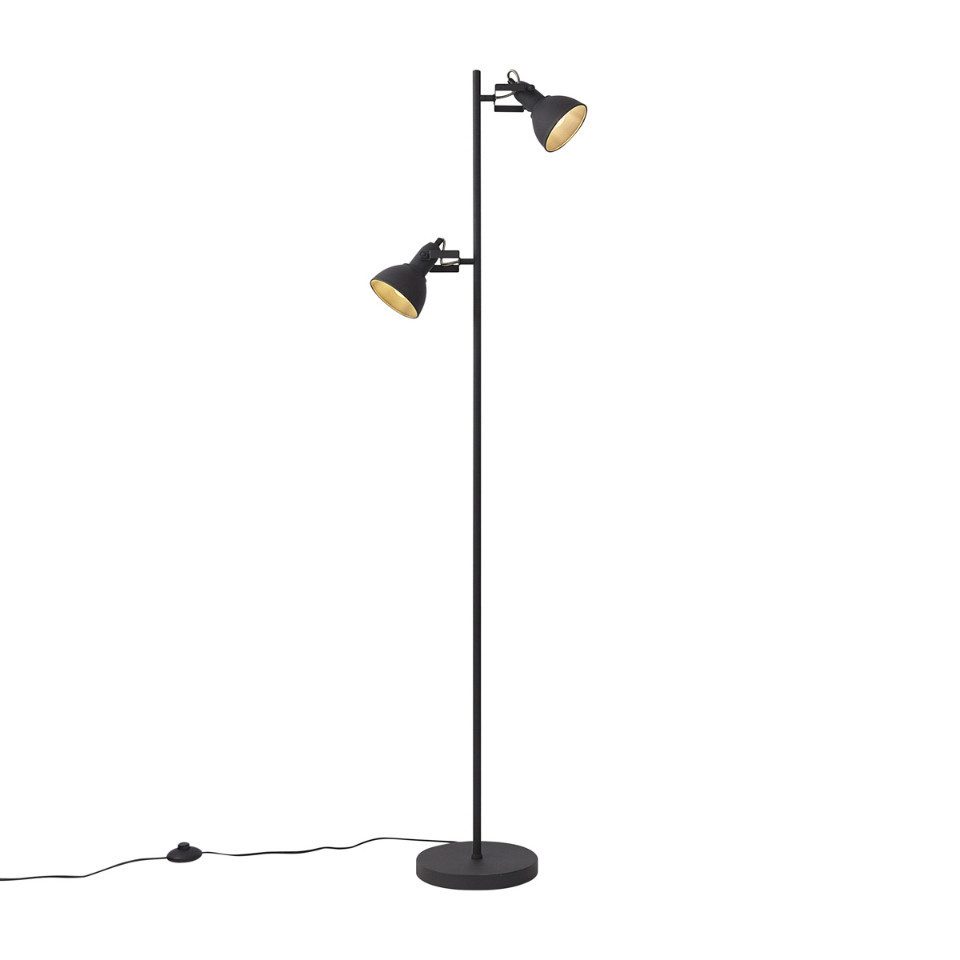 Qazqa Stehlampe Jakub, ohne Leuchtmittel, Neutralweiß, QAZQA Stehlampe, e14, Schwarz, Metall, Industrie