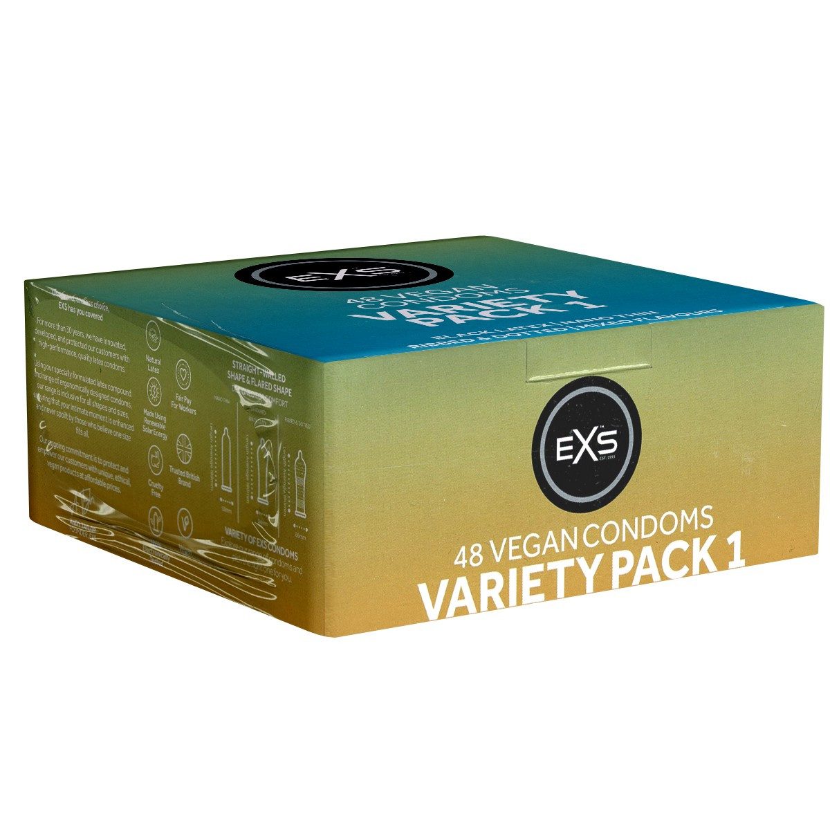 EXS Kondome Variety Pack 1 - gemischte Kondome Packung mit, 48 St., verschiedene Kondome im Mix, die beliebtesten EXS-Kondome im einzigartigen Sortiment