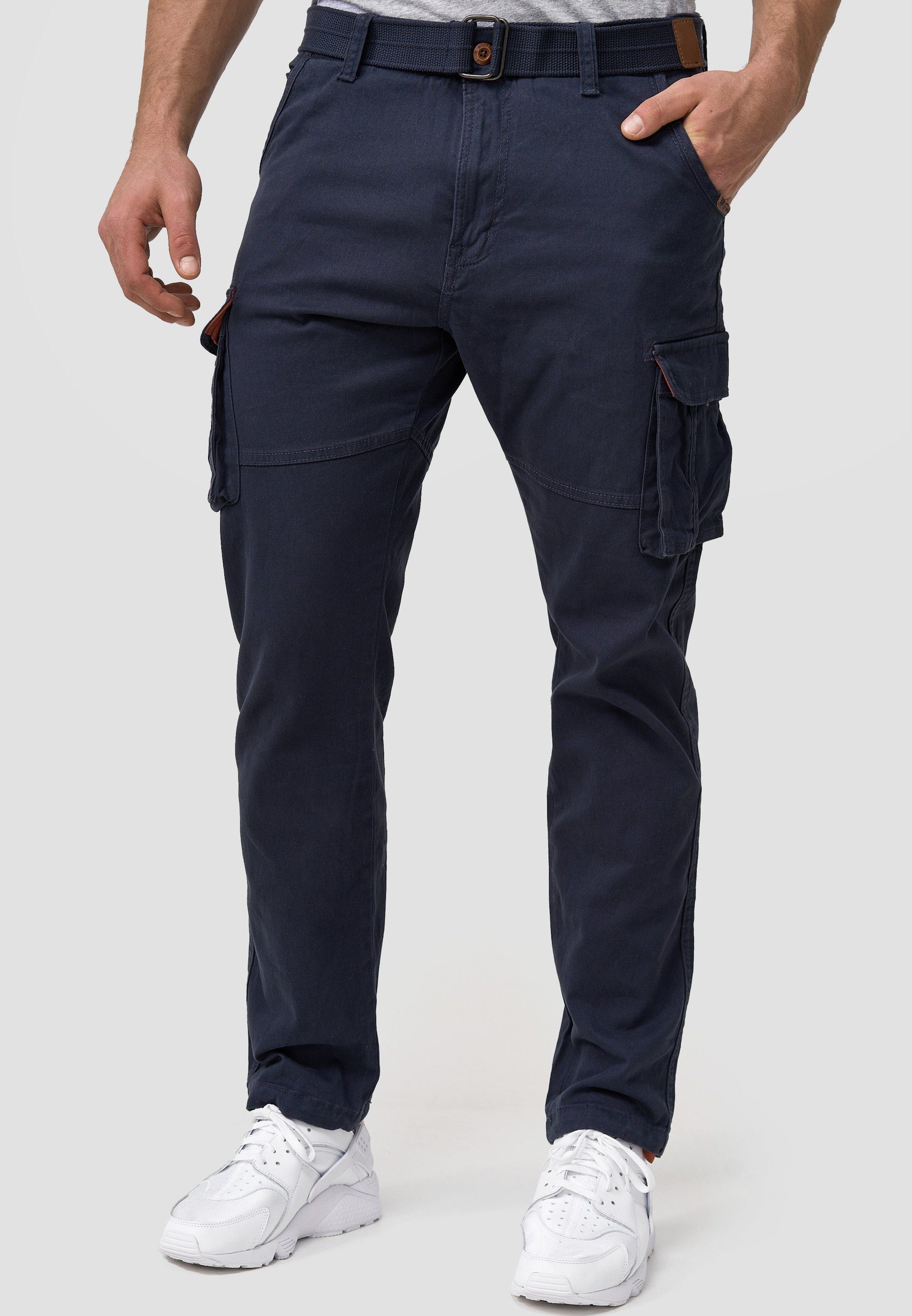 Indicode Cargohose Herren Mathen Cargo Hose Herrenhose aus elastischer Baum günstig online kaufen