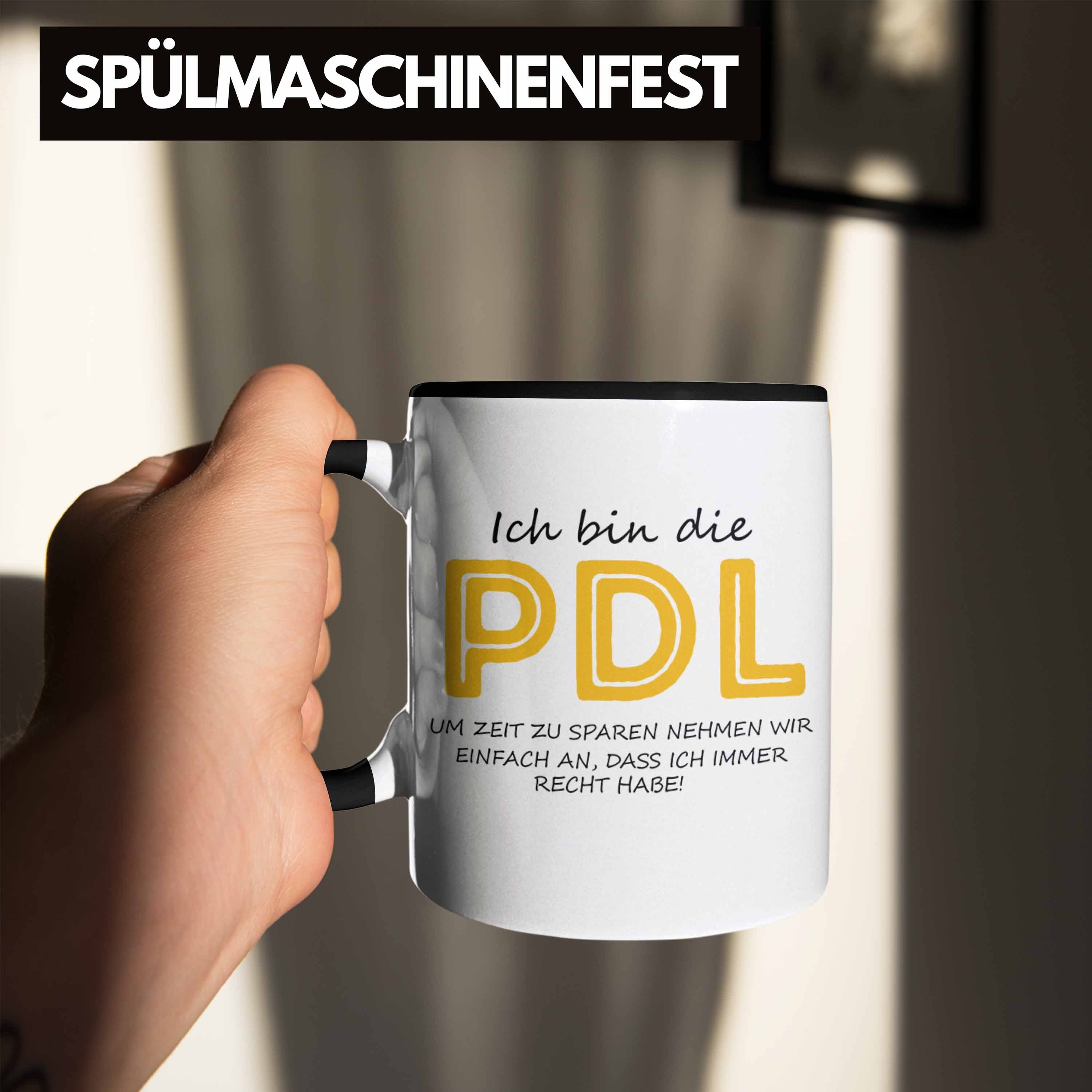 Trendation Tasse Lustige Tasse Schwarz Pflegedienstleitungen Krankenhaus PDL Geschenkidee für