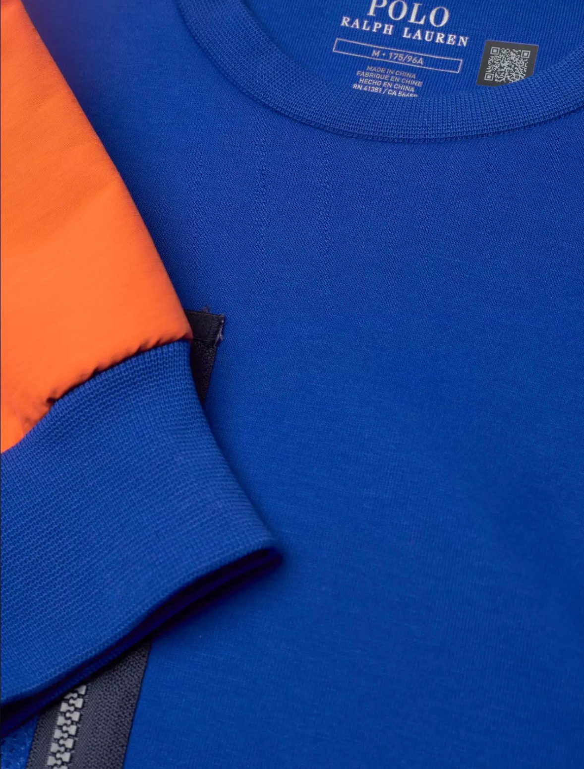 Polo Ralph Lauren Sweatshirt Fleece Hybrid Activewear Sweater Pulli Pullover Reißverschlusstasche Kordelzug am Saum, Ellbogenpatches, Gerippte Bündchen