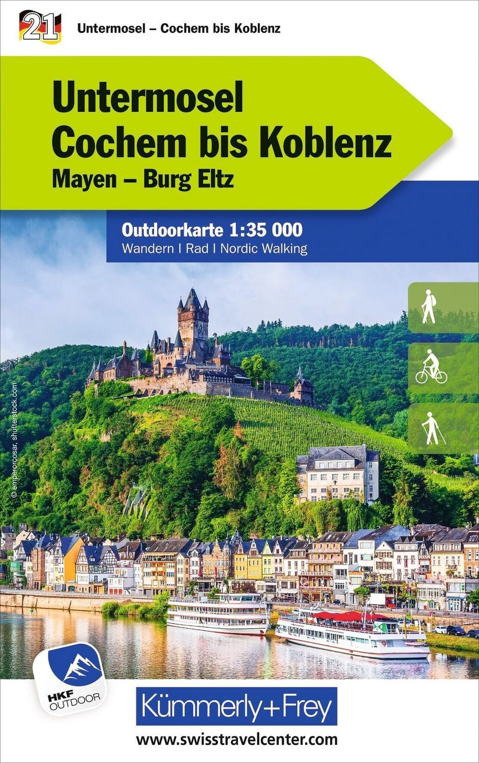 Kümmerly+Frey Outdoorkarte Deutschland 21 Untermosel, Cochem bis Koble / diverse