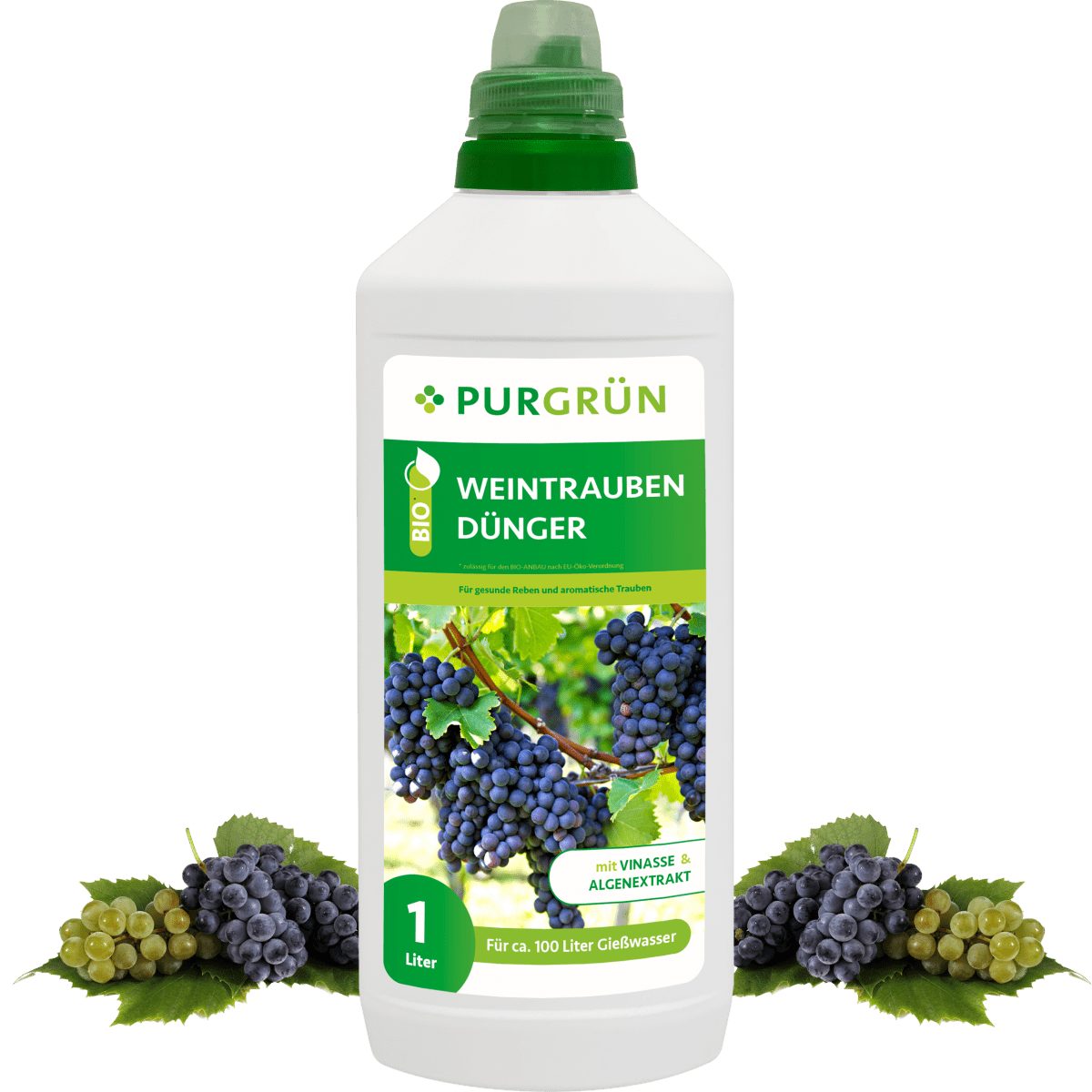 Obstdünger Purgrün Bio Weintrauben Dünger, NPK 4+1+7, Algenextrakt, 1 Liter