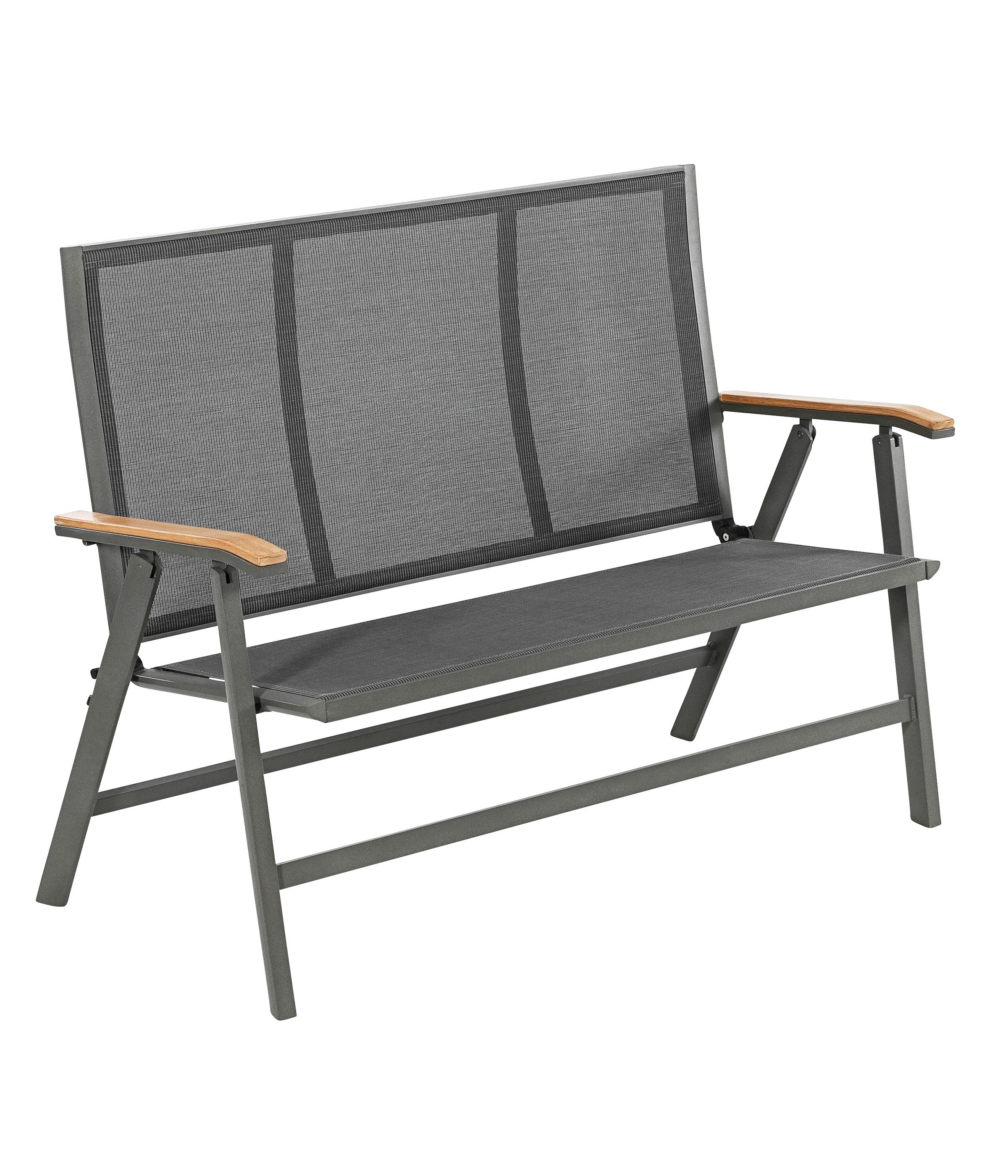 Dehner Gartenbank Klappbank Colmar, 2-Sitzer, 127 x 99 x 61.5 cm, Schöne, klappbare Gartenbank aus hochwertigen Materialien gefertigt