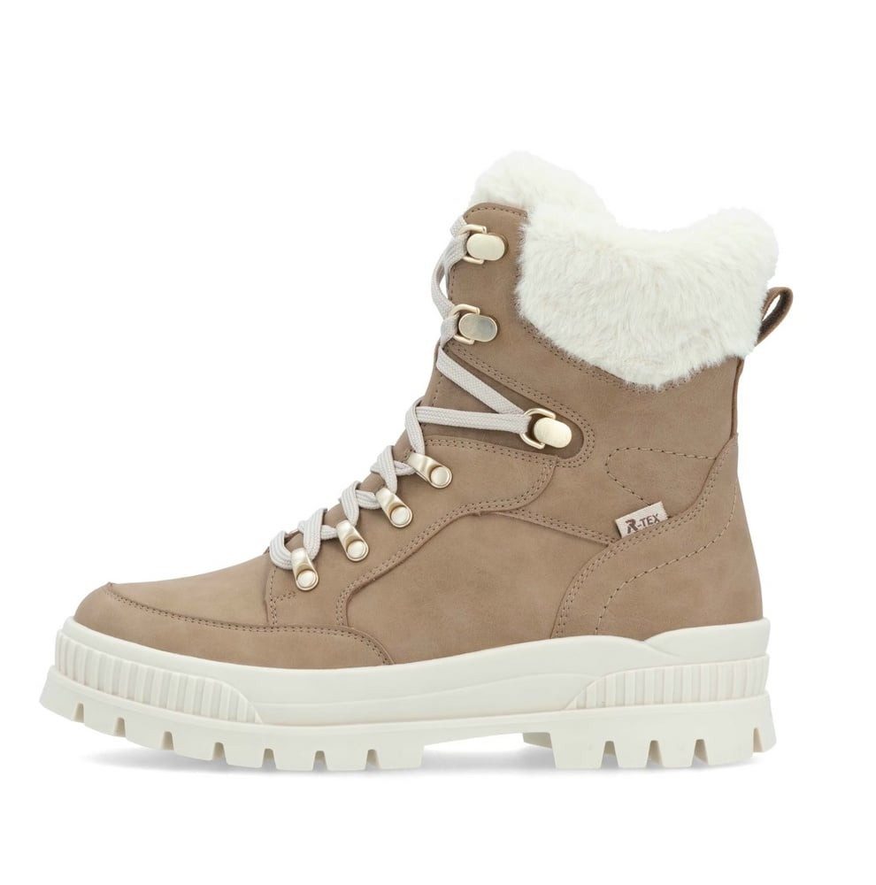 Rieker W2174-20 (Schnürstiefel mit Innenfutter, Glattleder) beigebraun Dame günstig online kaufen