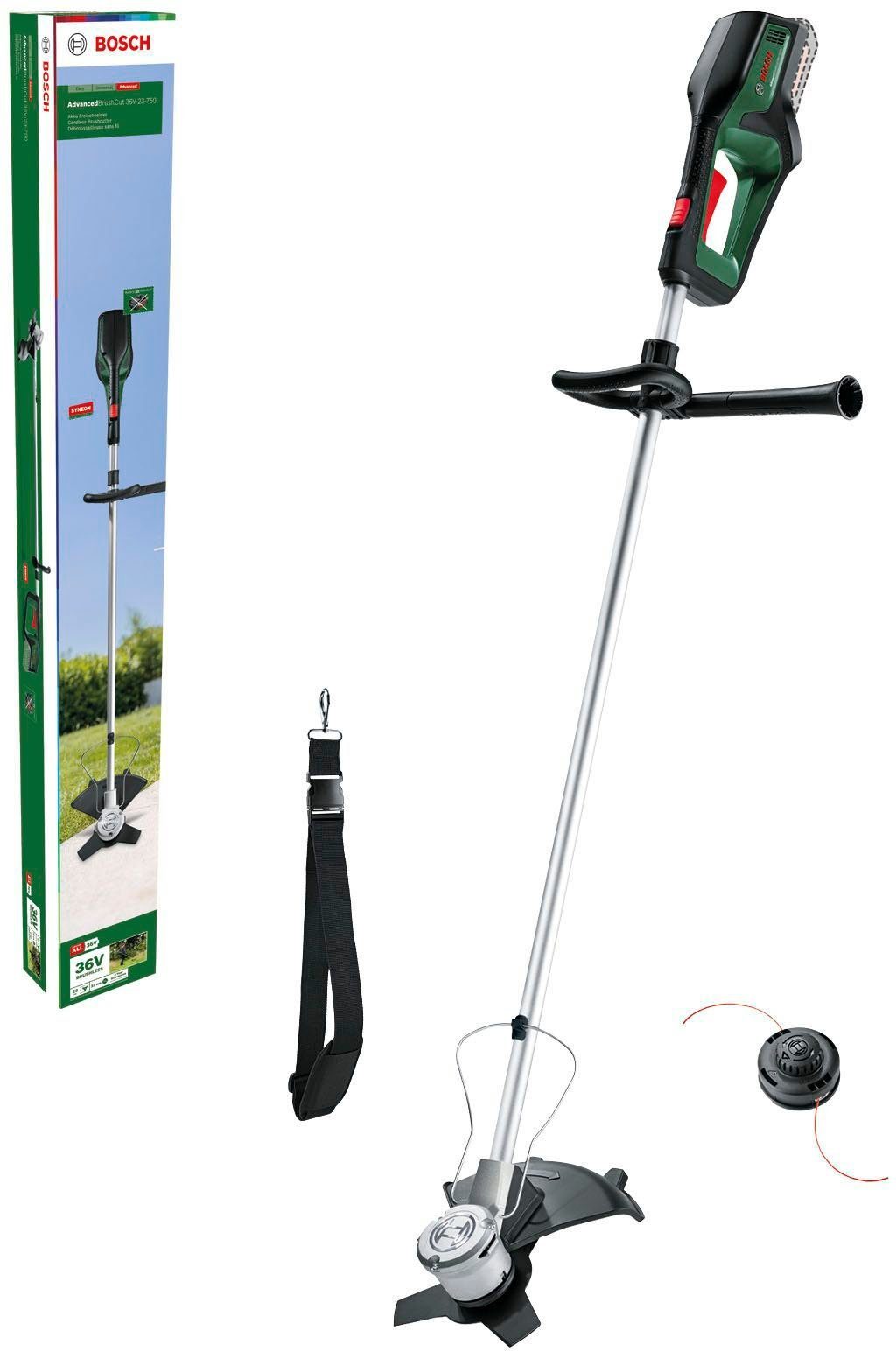 Bosch Home & Garden Akku-Rasentrimmer AdvancedBrushCut 36V-23-750, 23 cm Arbeitsbreite Messer, 33 cm Arbeitsbreite Faden, ohne Akku und Ladegerät