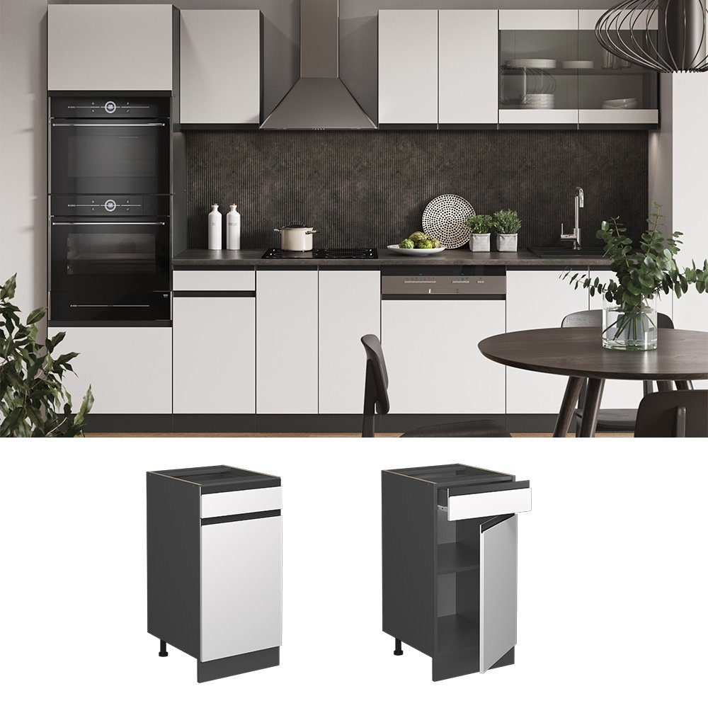 Vicco Unterschrank R-Line, Weiß/Anthrazit, 40 cm J-Shape, ohne Arbeitsplatte (1-St)