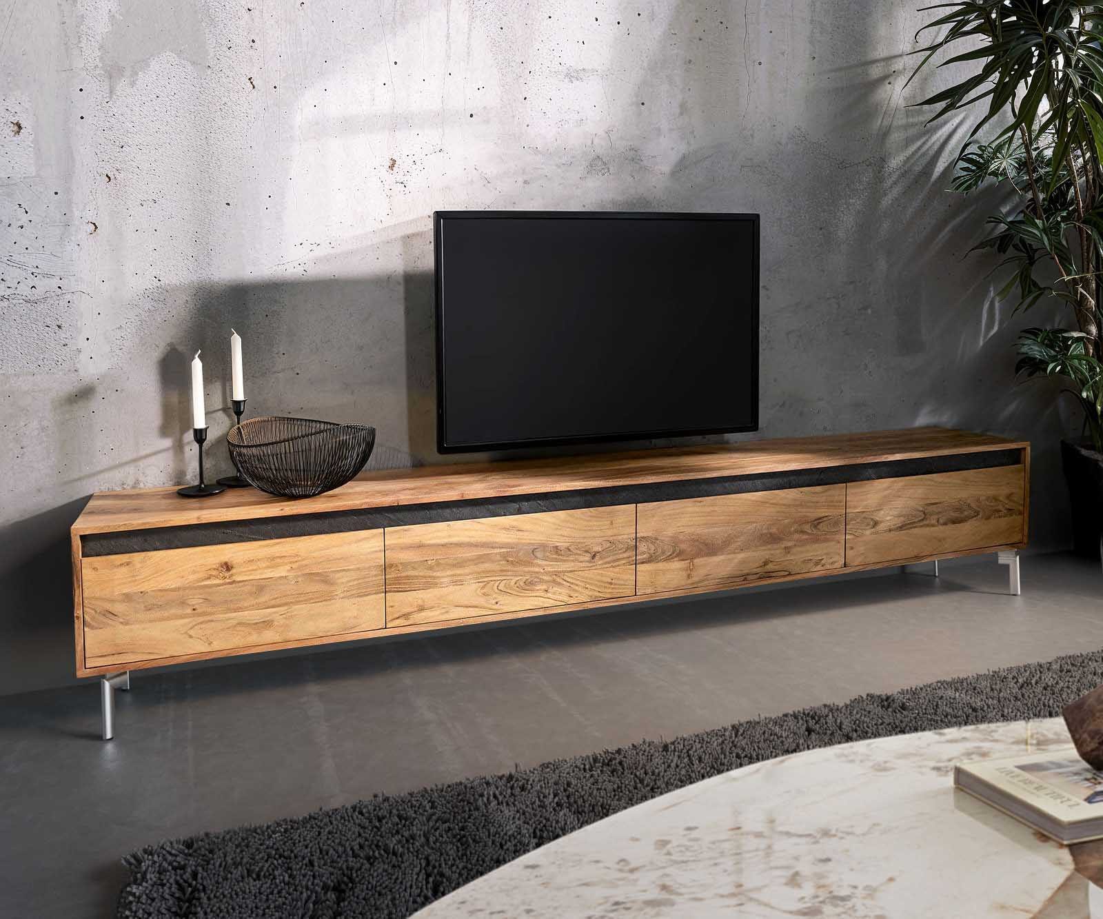 DELIFE Lowboard Stonegrace, Akazie Natur 240 günstig online kaufen