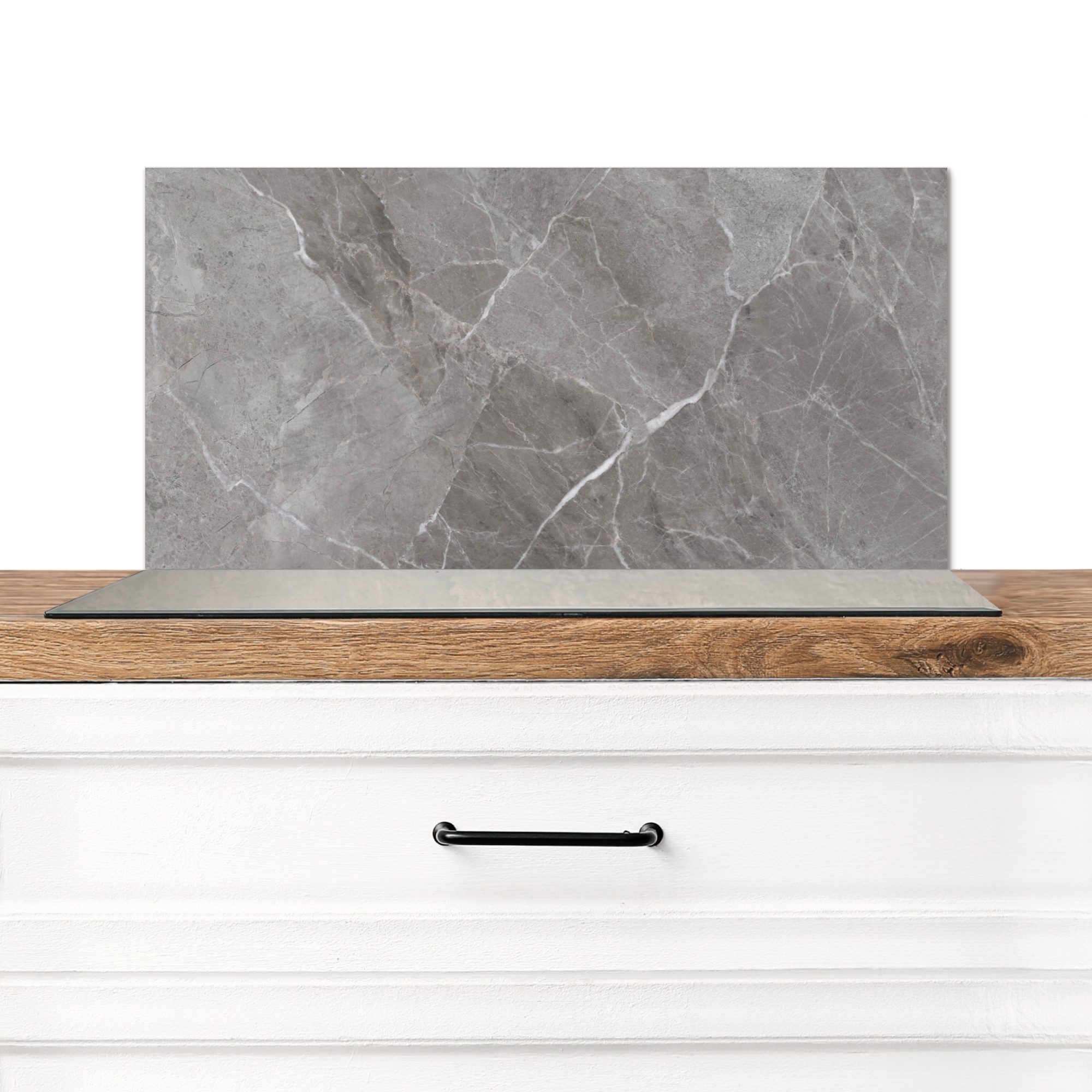 KitchenYeah Küchenrückwand Marmor - Grau, (1-tlg), Spritzschutz Küchenrückwand, Wandschutz, 60x30 cm