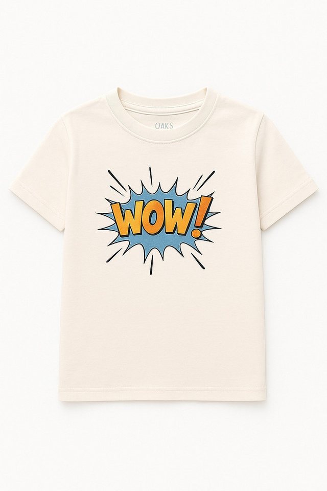 THREE OAKS Print-Shirt J270179 :T-Shirt mit Rundhalsausschnitt und kurzen Ärmeln."WOW"
