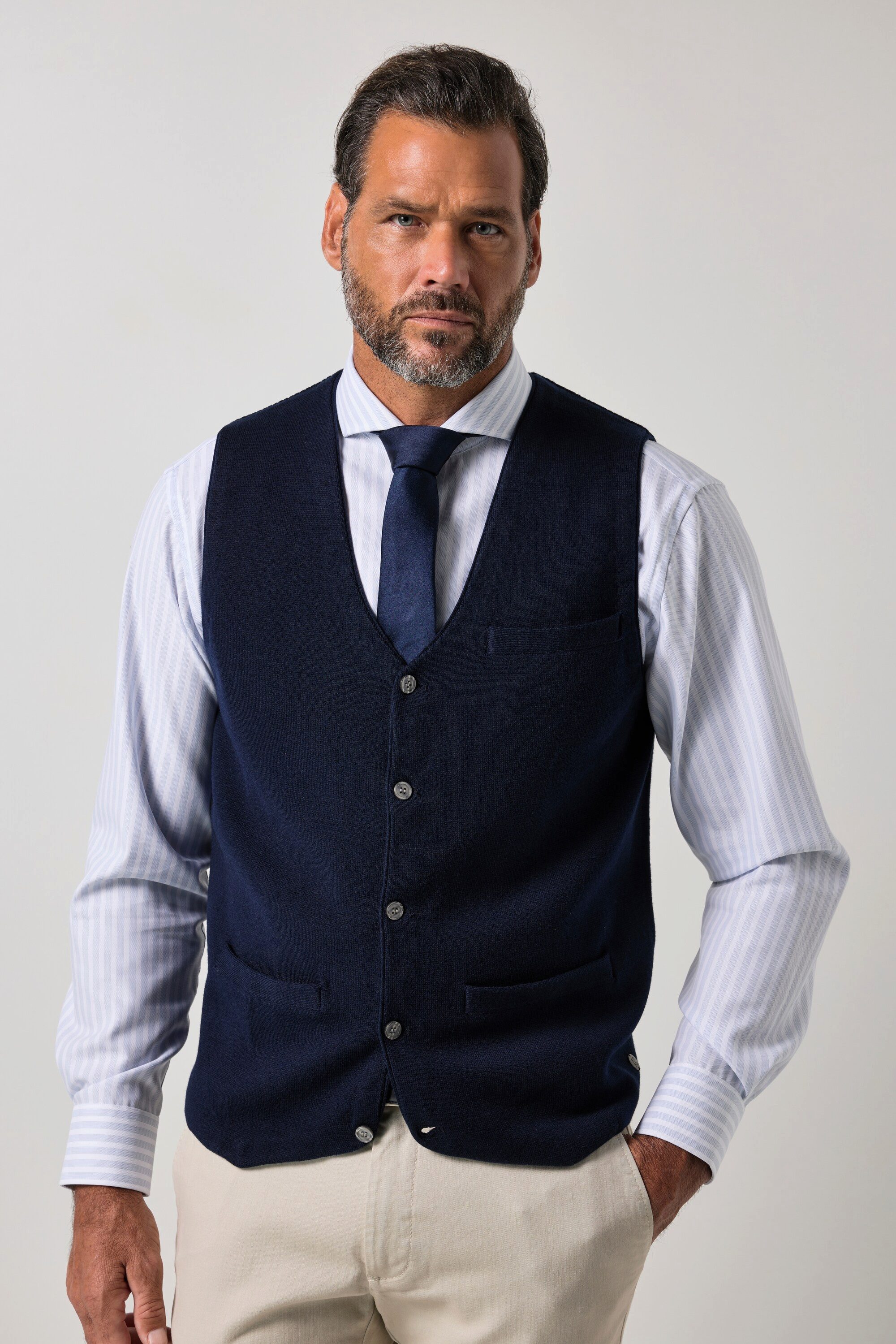 JP1880 Steppweste JP1880 Strickweste Business-Look V-Ausschnitt