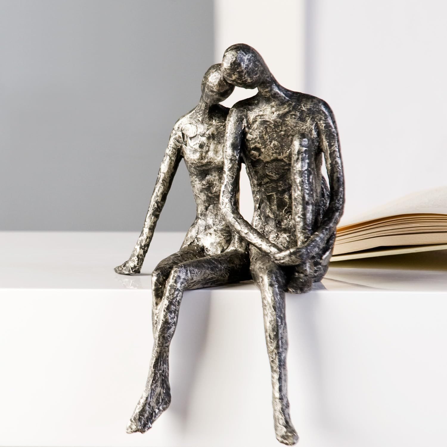 Casablanca by Gilde Dekofigur Skulptur Couple (1 St), Silberfarbenes Paar mit Antikfinish, Wohnzimmer – Bild 3 von 5