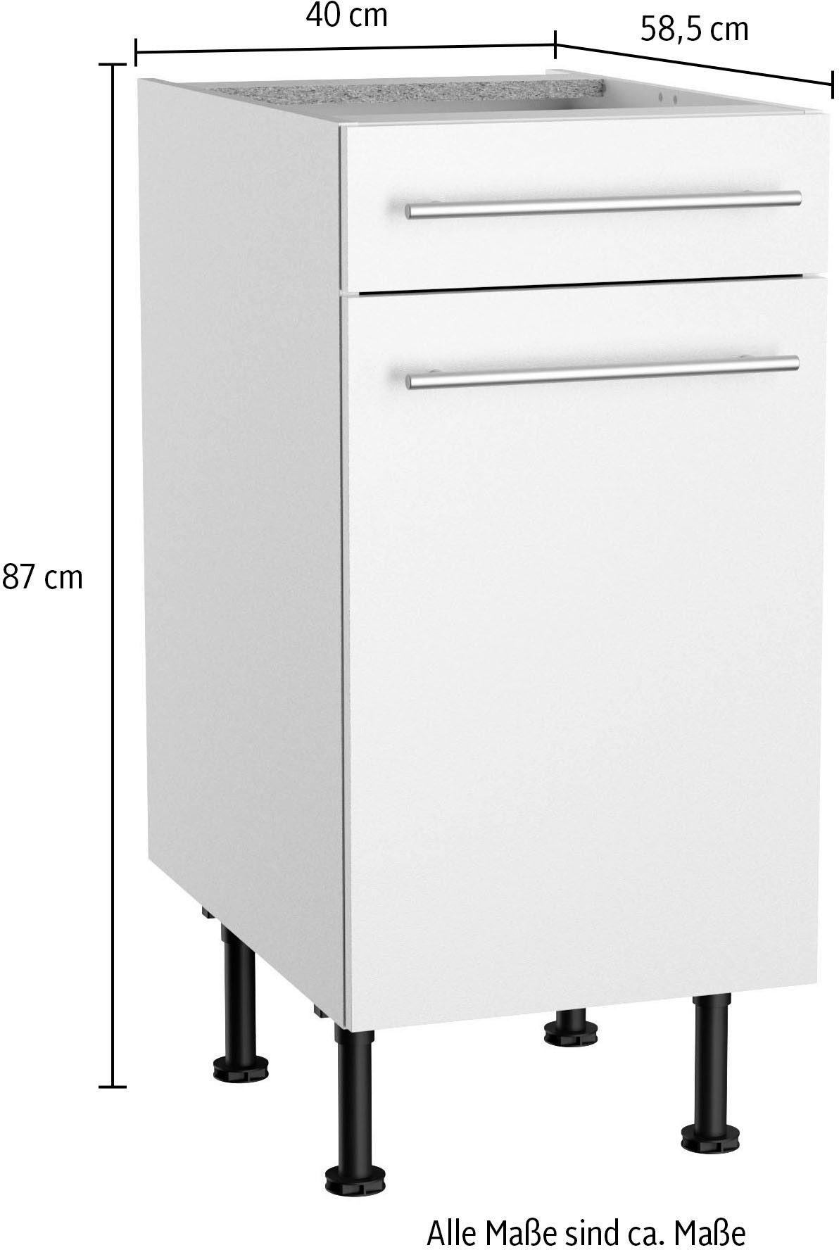 KOCHSTATION Unterschrank KS-Bern2 Breite 40 cm, 1 Tür, 1 Schubkasten, 1 Einlegeboden – Bild 5 von 5