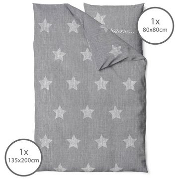 Bettwäsche Sterne Bettwäsche 135x200 - Bettwäsche Sterne Grau 135x200, LINKHOFF, Bettwäsche mit Sprüche - Bettwäsche Sterne Baumwolle