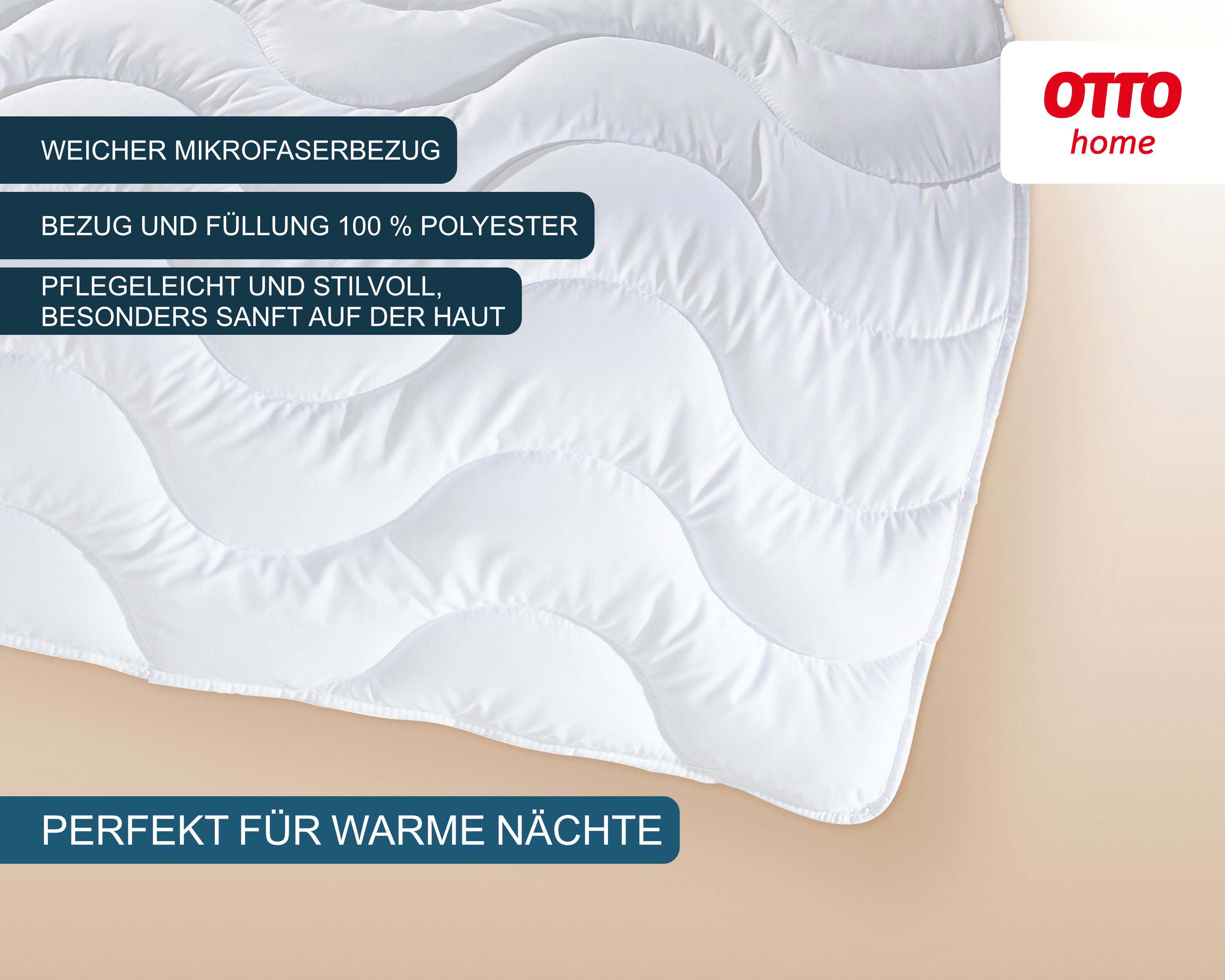 OTTO home Microfaserbettdecke Mailo Bettdecke 135x200 cm, 155x220 cm, Füllung: Polyester, Bezug: Microfaser-Feinbatist, Sommer, Winter, Decke, kuschelweicher Microfaser-Feinbatist Bezug