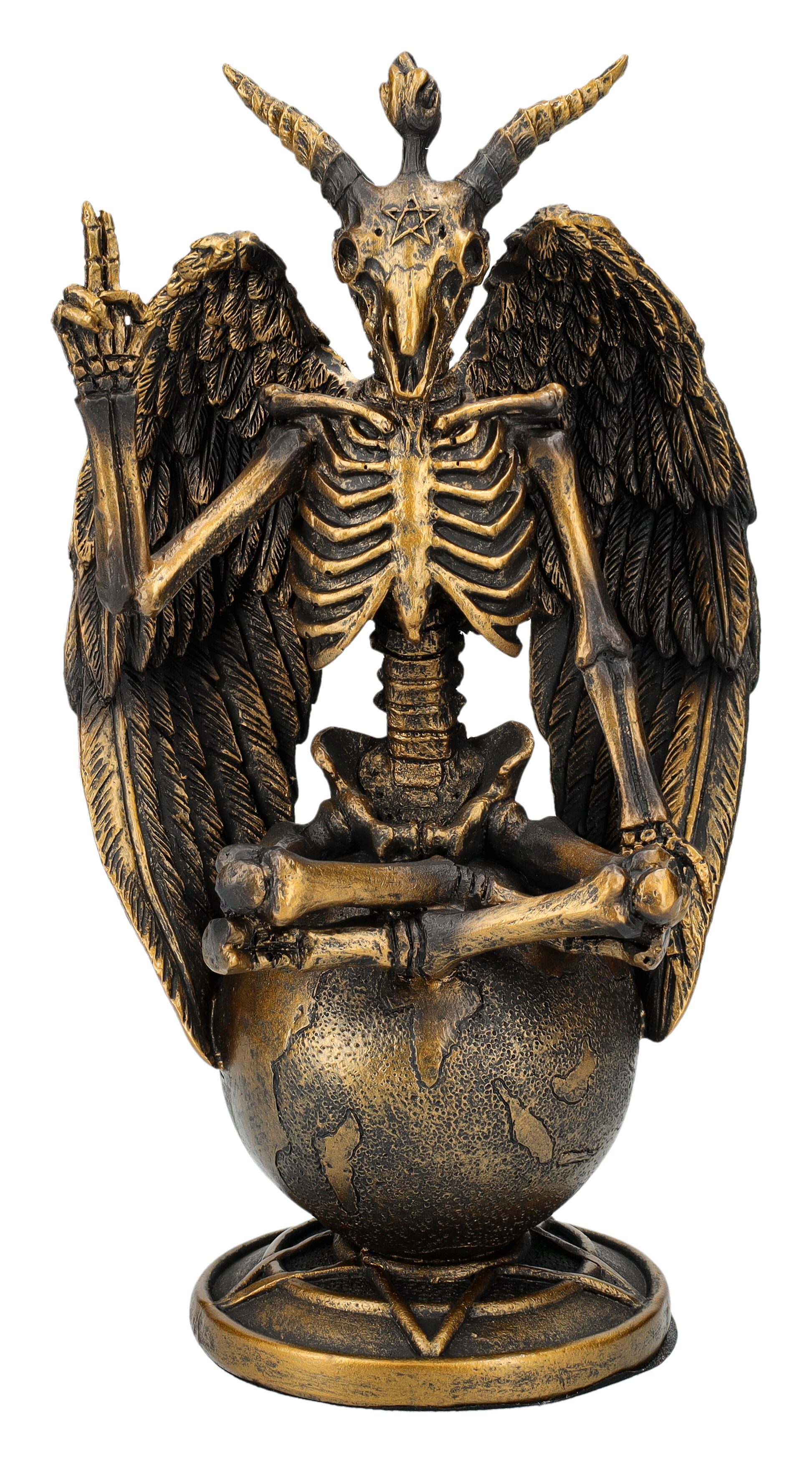 Figuren Shop GmbH Dekofigur Baphomet Figur als Skelett - Gothic Horror Dekoration Dekofigur