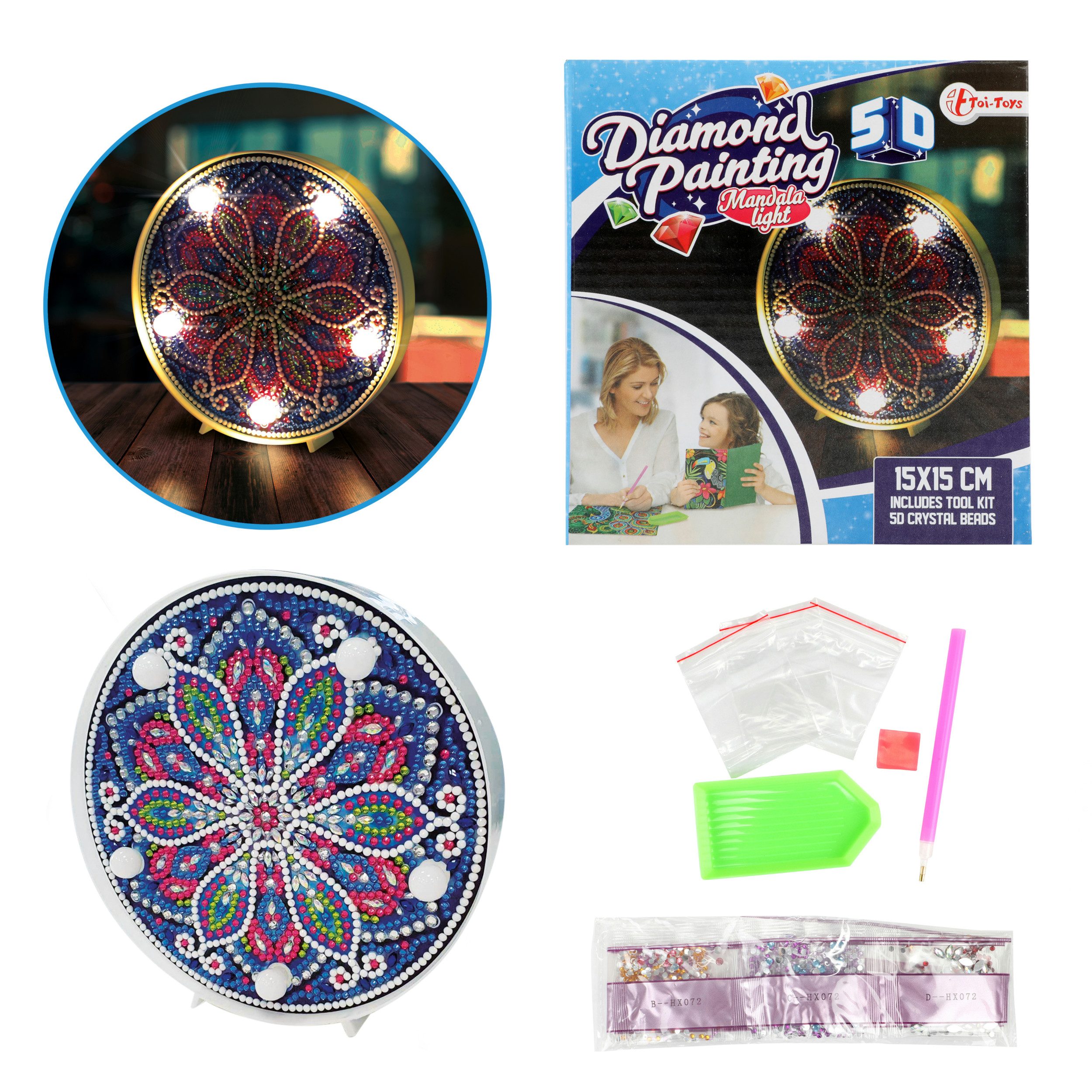Toi-Toys Dekolicht DIY - Diamantlampe - Mandala (5D)