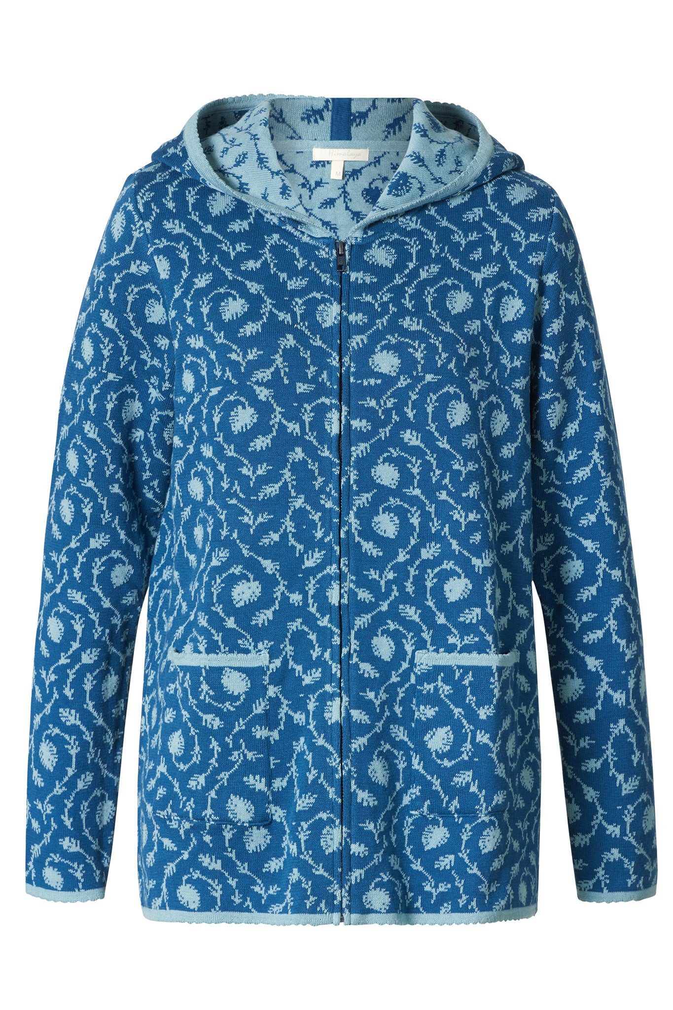 Kapuzenstrickjacke Weiche Damen Kapuzenjacke aus Bio-Baumwolle im Jacquard-Strick