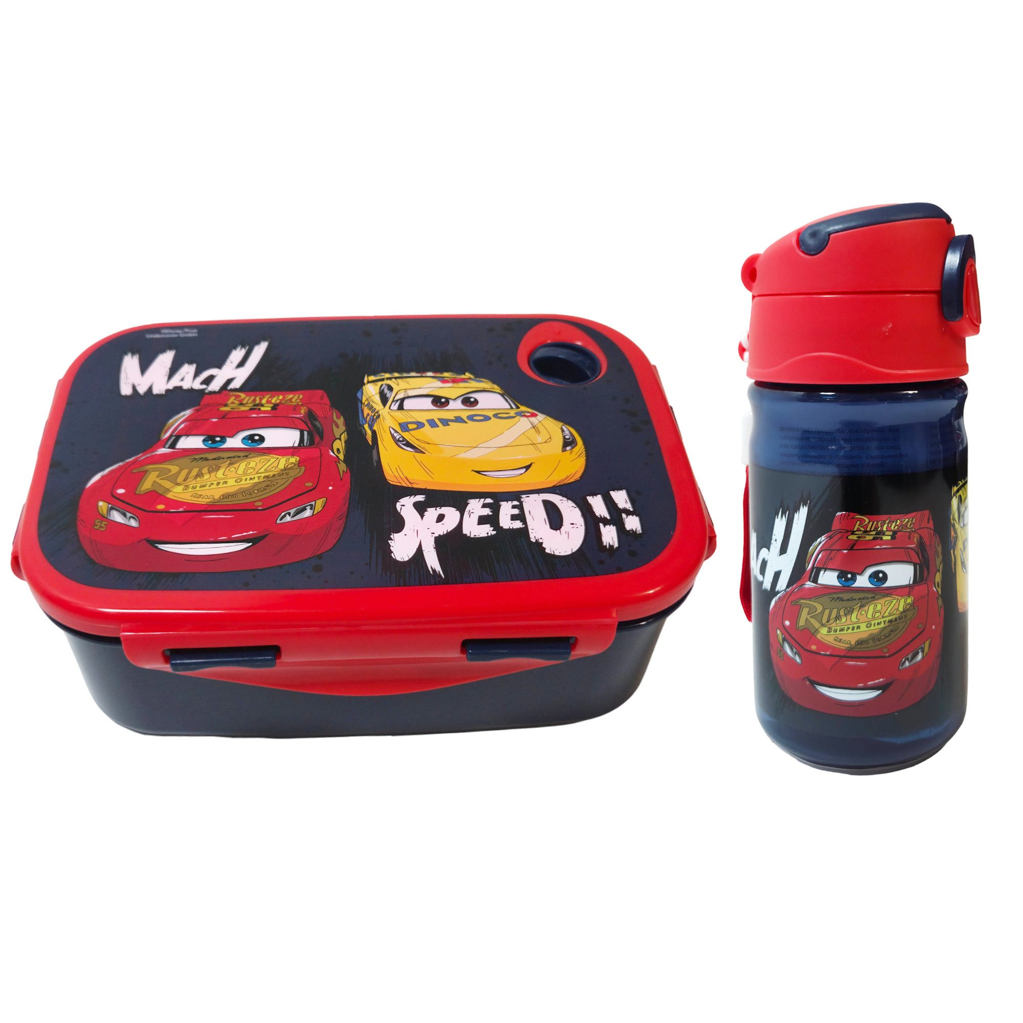 Disney Lunchbox Disney Cars McQueen 2 tlg Lunch Set Brotdose Trinkflasche 350 ml, (2-tlg., Spar-Set)