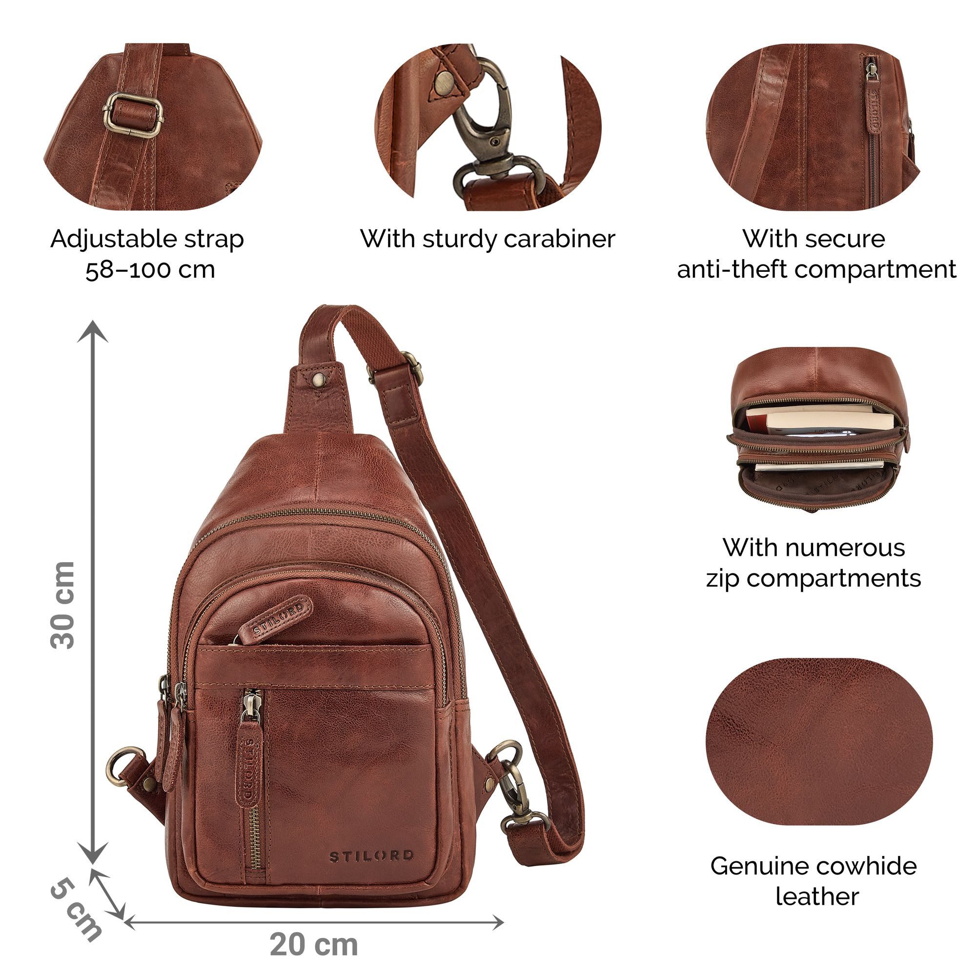 STILORD Handtasche "Montego" 2-in-1 Sling Bag aus Echtleder für Herren – Bild 5 von 5