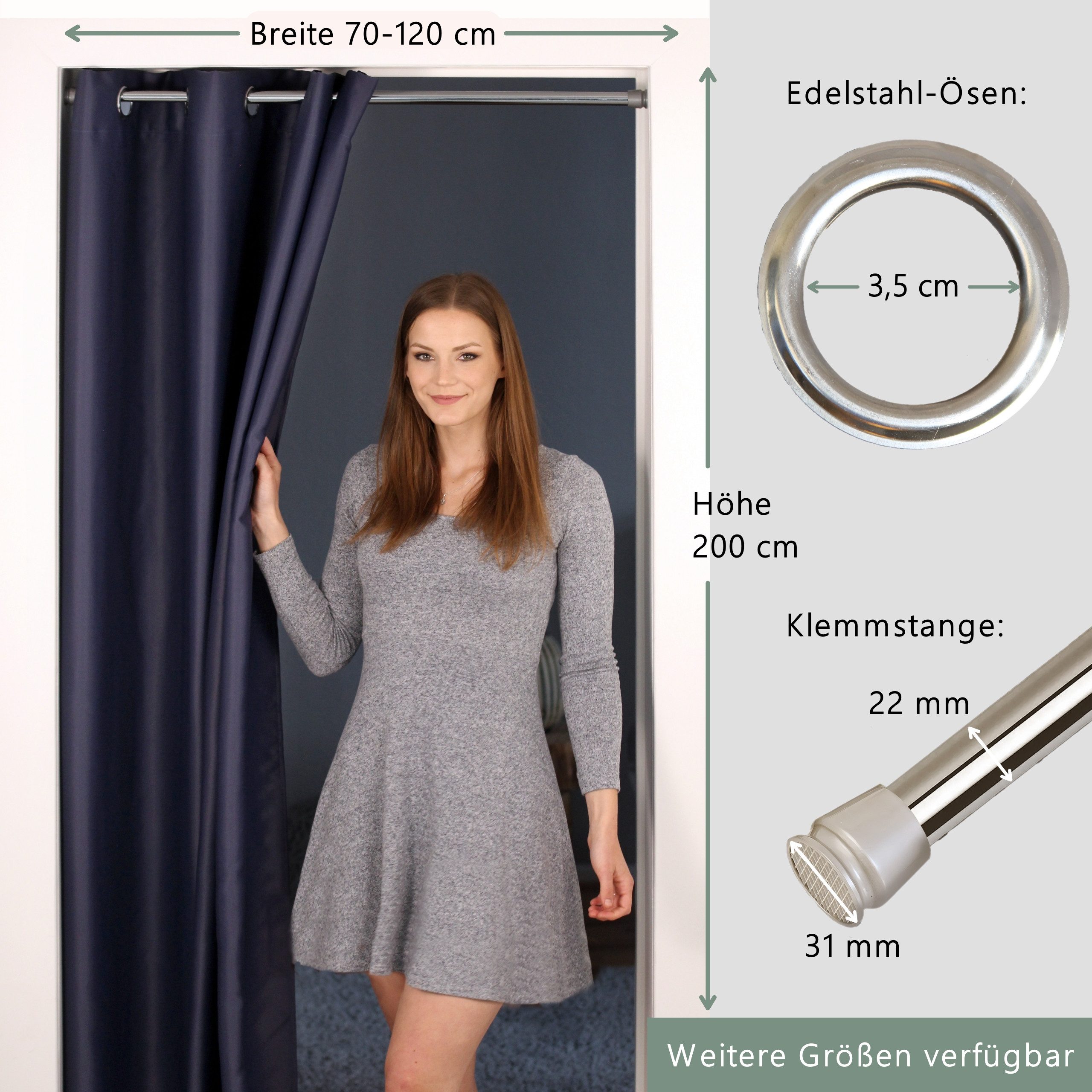 tinycurtains Türvorhang mit Stange silber 70-120 günstig online kaufen