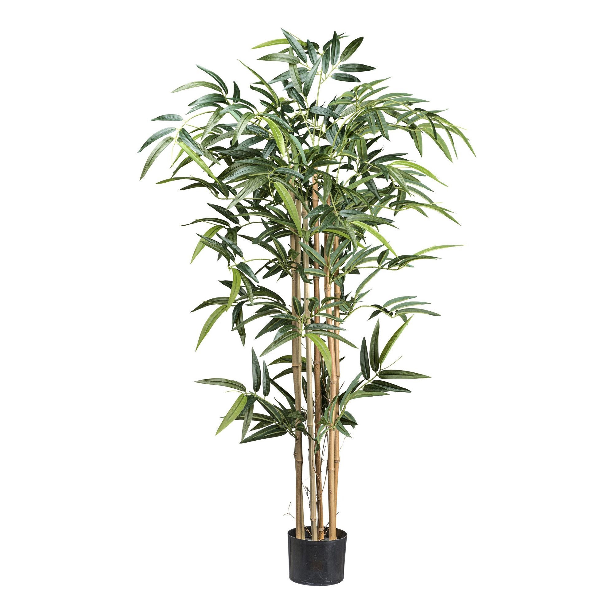 Kunstpflanze Bambus 480 Bl. ca 130cm Naturstamm im Kunststofftopf 15x12cm