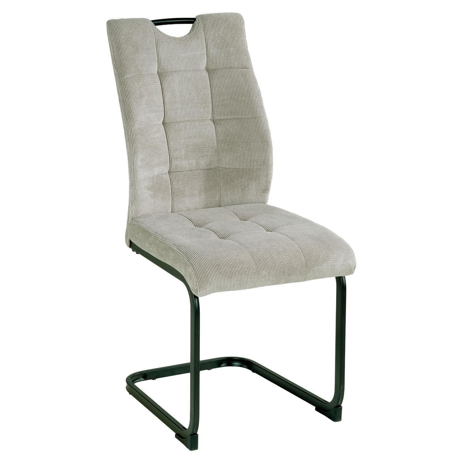Home4You Freischwinger, Beige, Schwarz, Mikrofaser, Webstoff, Metall, (1 St), B 44 x H 96 x T 59 cm