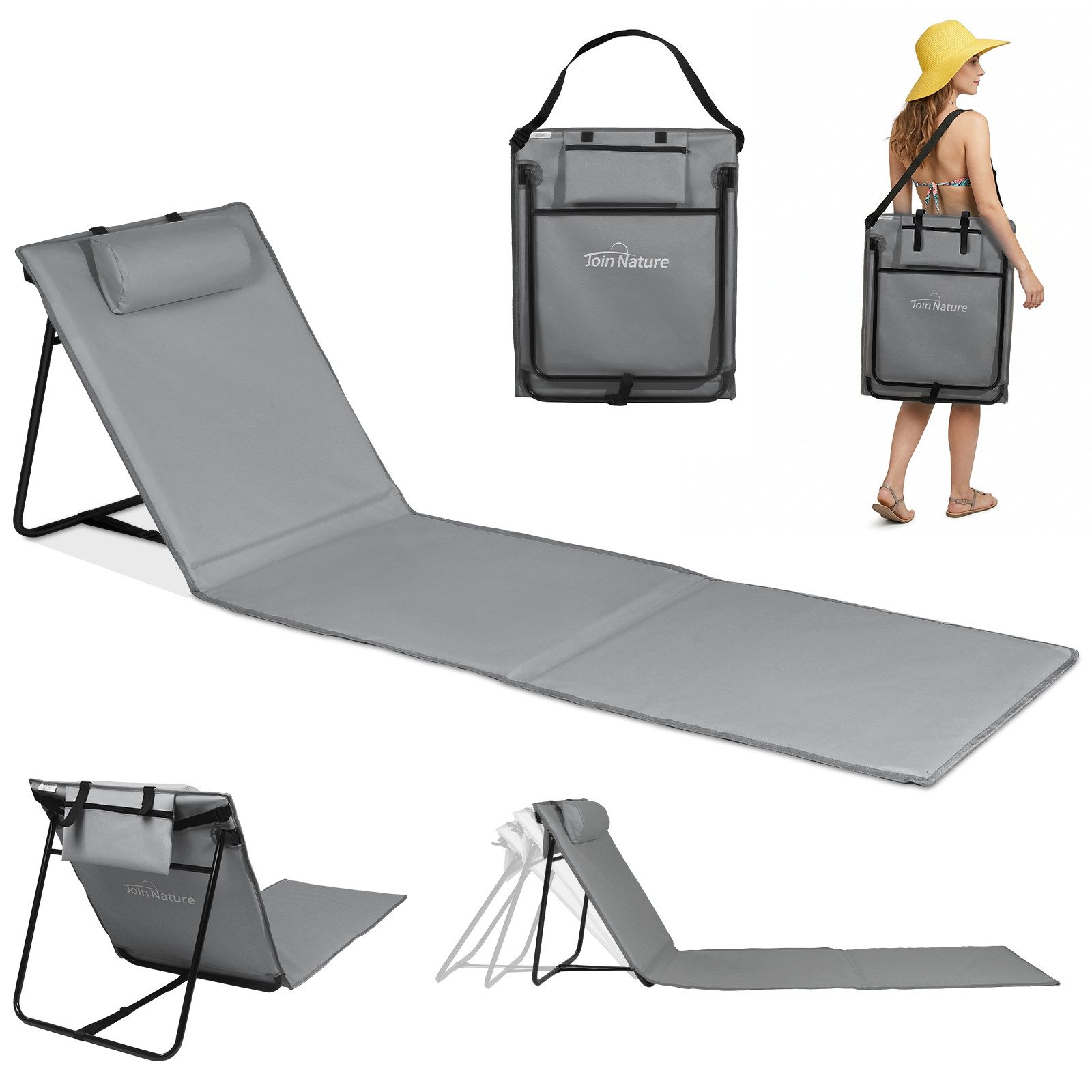 HOMECALL Strandtuch Strandmatte Liegestuhl Strandliege klappbar leicht, (61 cm, 1-St), Schnell Trocknet verstellbarer