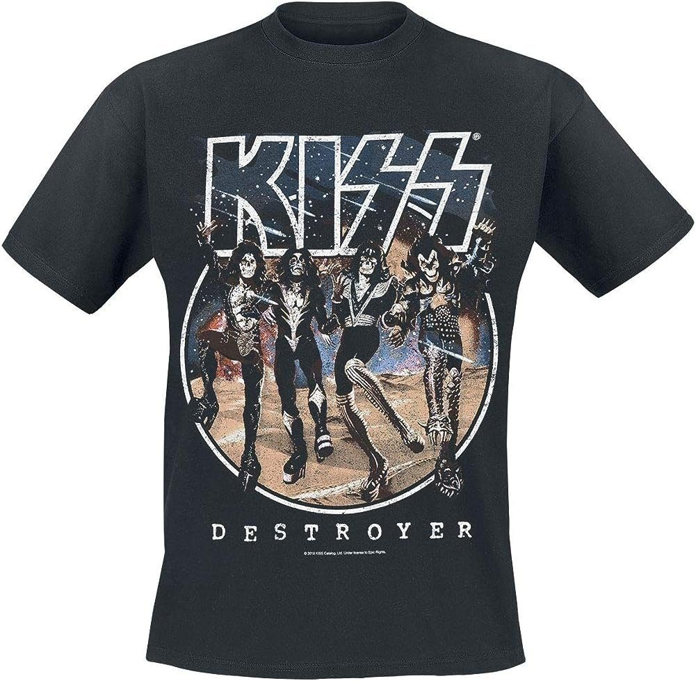 S M coole-fun-t-shirts Print-Shirt L Destroyer XL T-Shirt Bandshirt KISS Herren