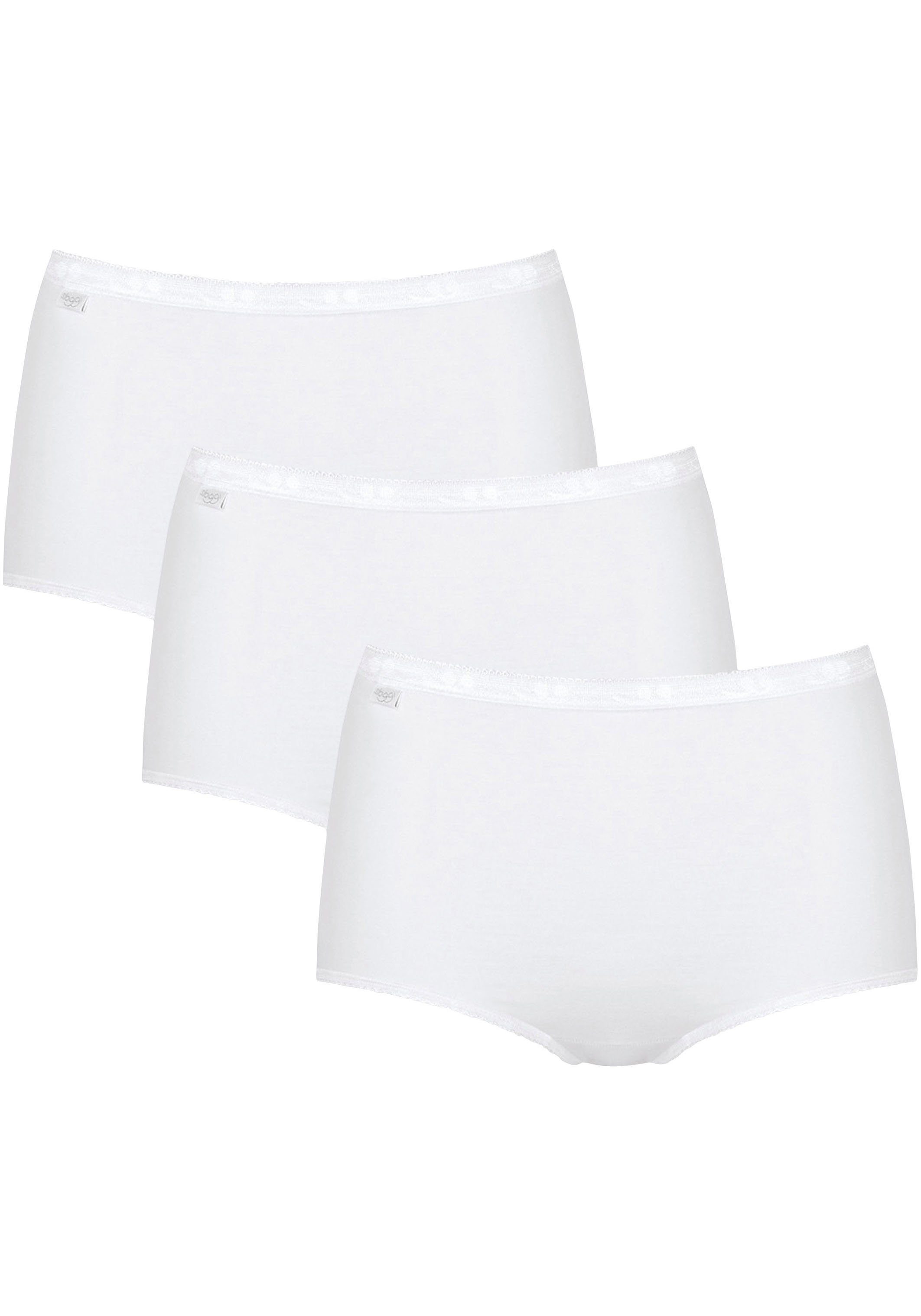 Zierborten WHITE Kanten, extra (3-St) softe Basic+ mit kleinen Maxislip Sloggi