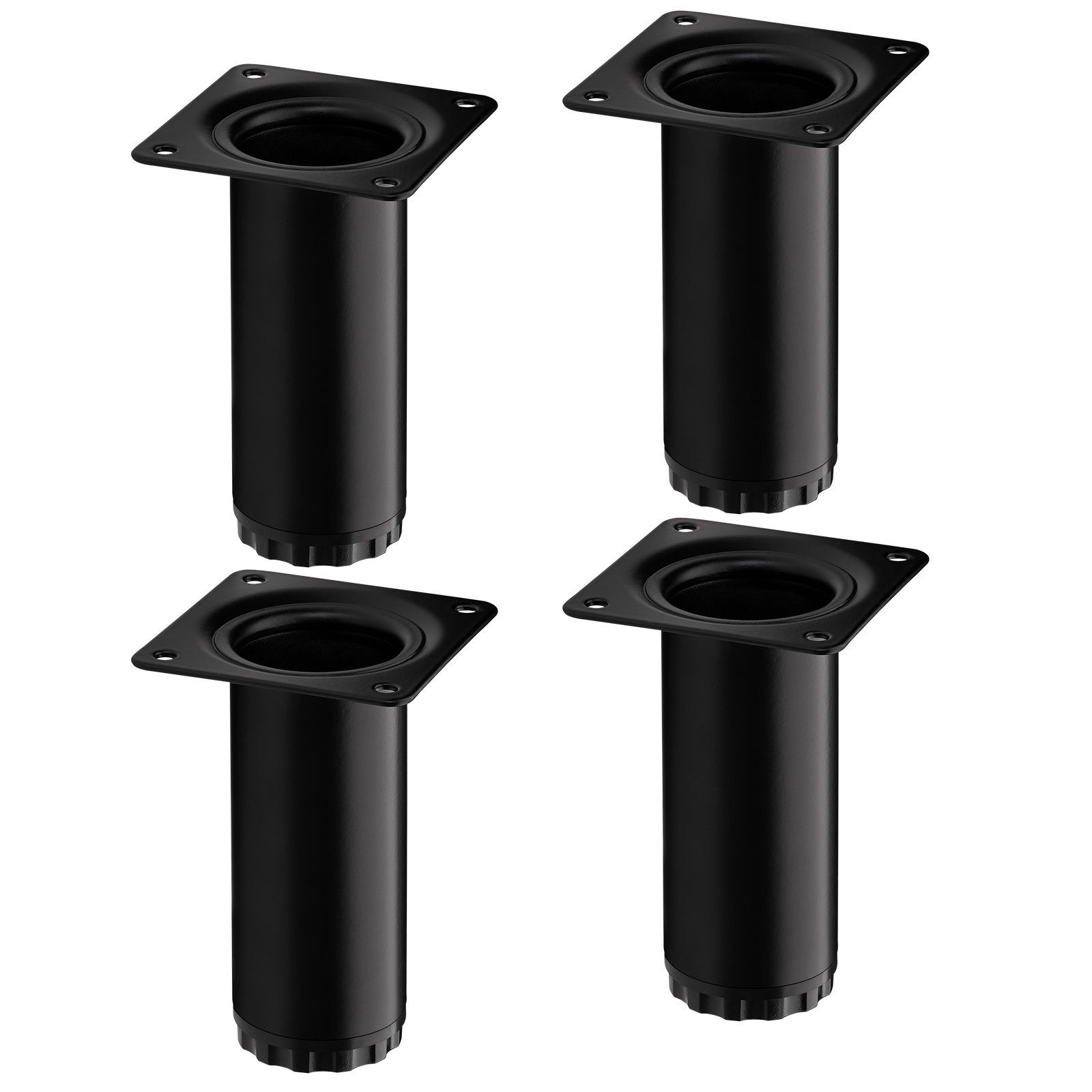 SO-TECH® Möbelfuß 4er Set BRAVO, aus Stahl, höhenverstellbar, bis 200 kg, schwarz matt, Höhe 100 mm, Durchmesser 40 mm