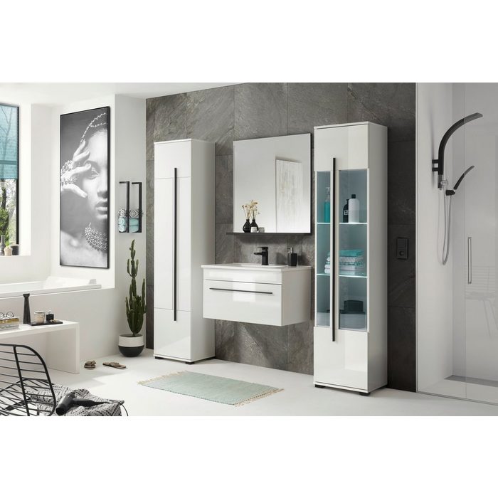 Stylefy Badezimmer-Set Sambir XIV Weiß Matt Weiß Hochglanz