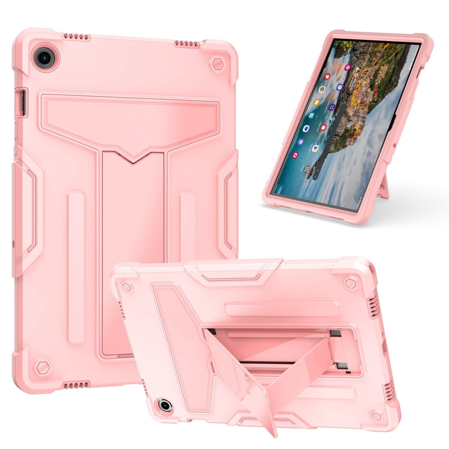 Wigento Tablet-Hülle Für Samsung Galaxy Tab A9 Plus Silikon Hybrid Hülle mit T - Halterung