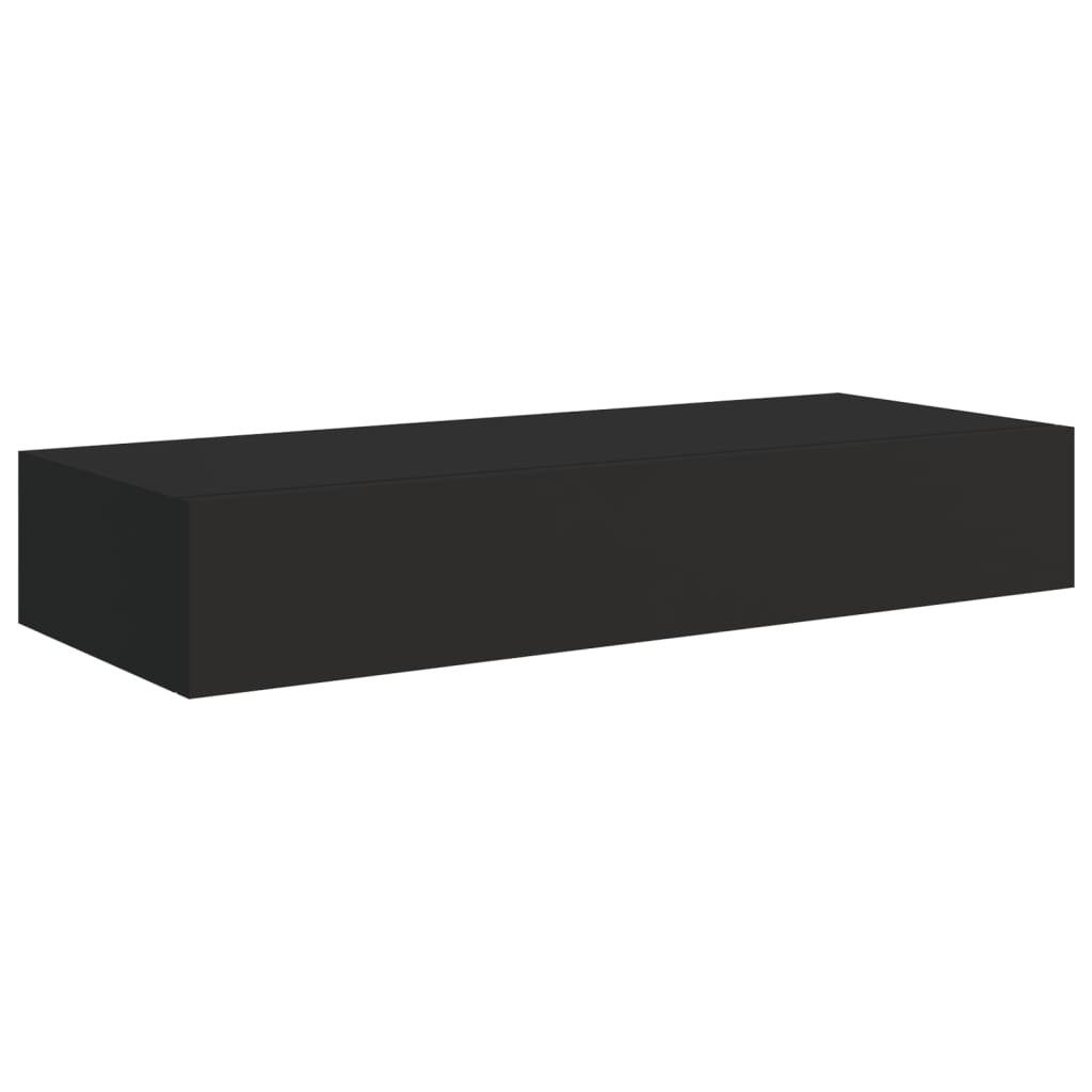 vidaXL Wandregal, Regal mit Schublade Schwarz 60x23,5x10 cm MDF