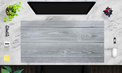 cover-your-desk.de Schreibtischunterlage Schreibtischunterlage XXL mit integriertem Mousepad - Graue Holzbretter Hintergrund - 100 x 50 cm – aus hochwertigem Vinyl, (1 tlg)
