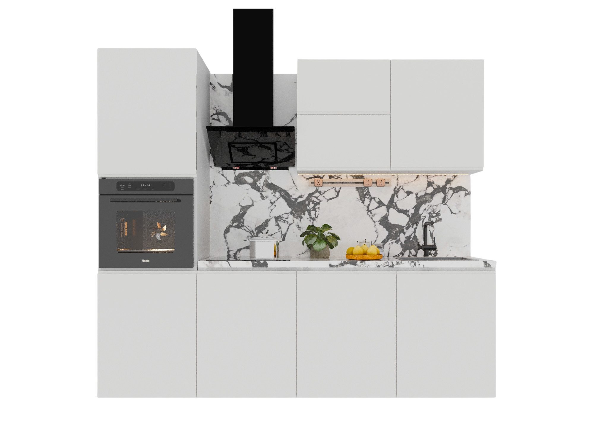 ROYAL24_MARKT Küchenzeile – KU-S04 – Aspen – Kompakte Eleganz in Hochglanz, günstig online kaufen