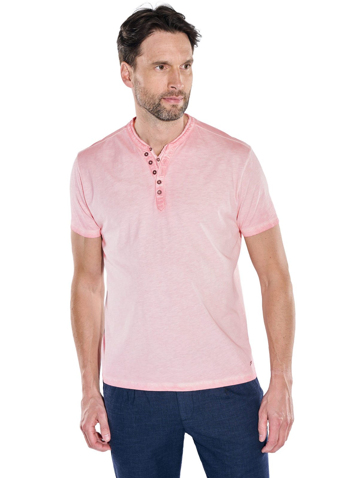 Engbers T-Shirt Herren Henley T-Shirt, Rosa