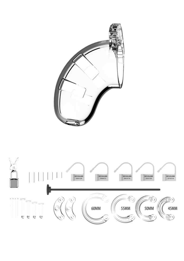 Model 15 Durchmesser mit Peniskäfig - - - anpassbarer 3.5" Chastity Cage Urethal - Transparent, Cock ManCage
