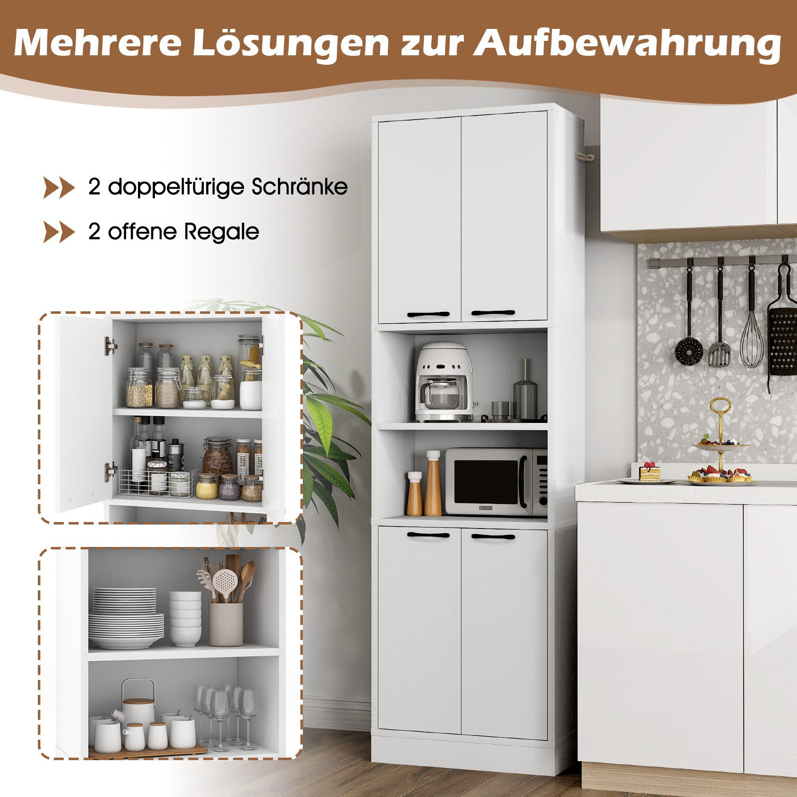 KOMFOTTEU Küchenbuffet Buffetschrank Vorratsschrank mit 4 günstig online kaufen