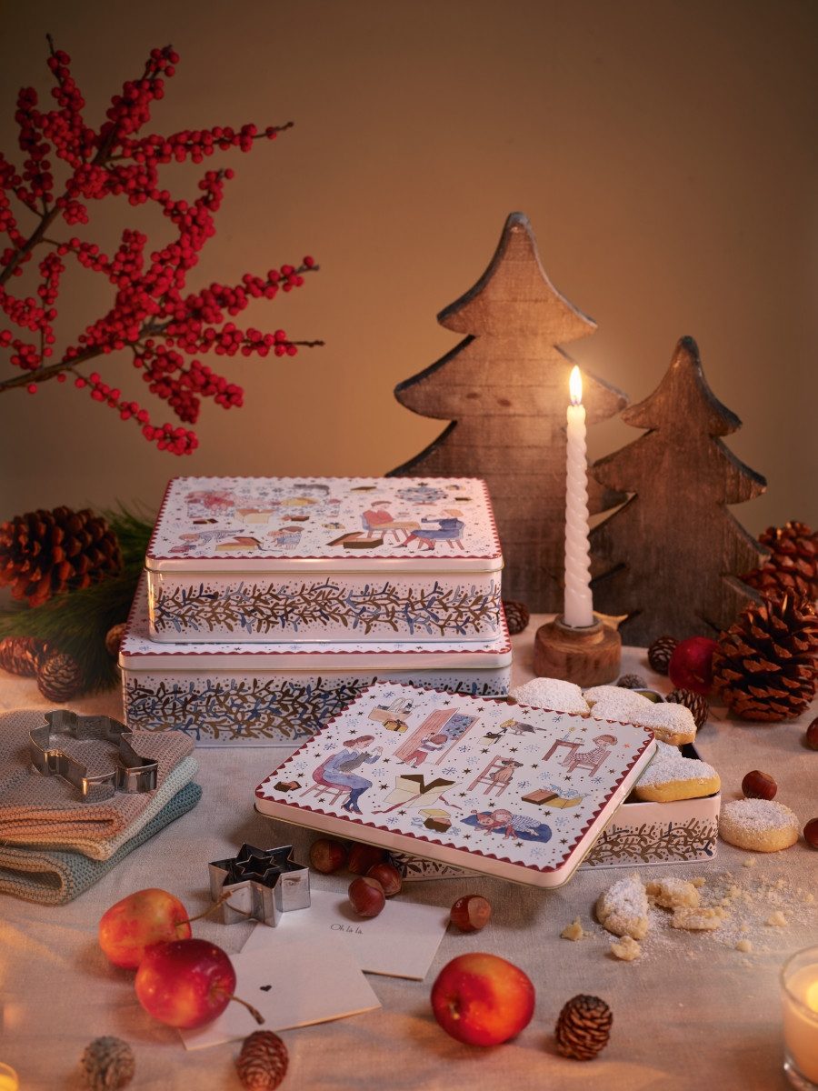 Hutschenreuther Keksdose Sammelserie 22 Set 3 Plätzchendosen Weihnachtsa., Weißblech
