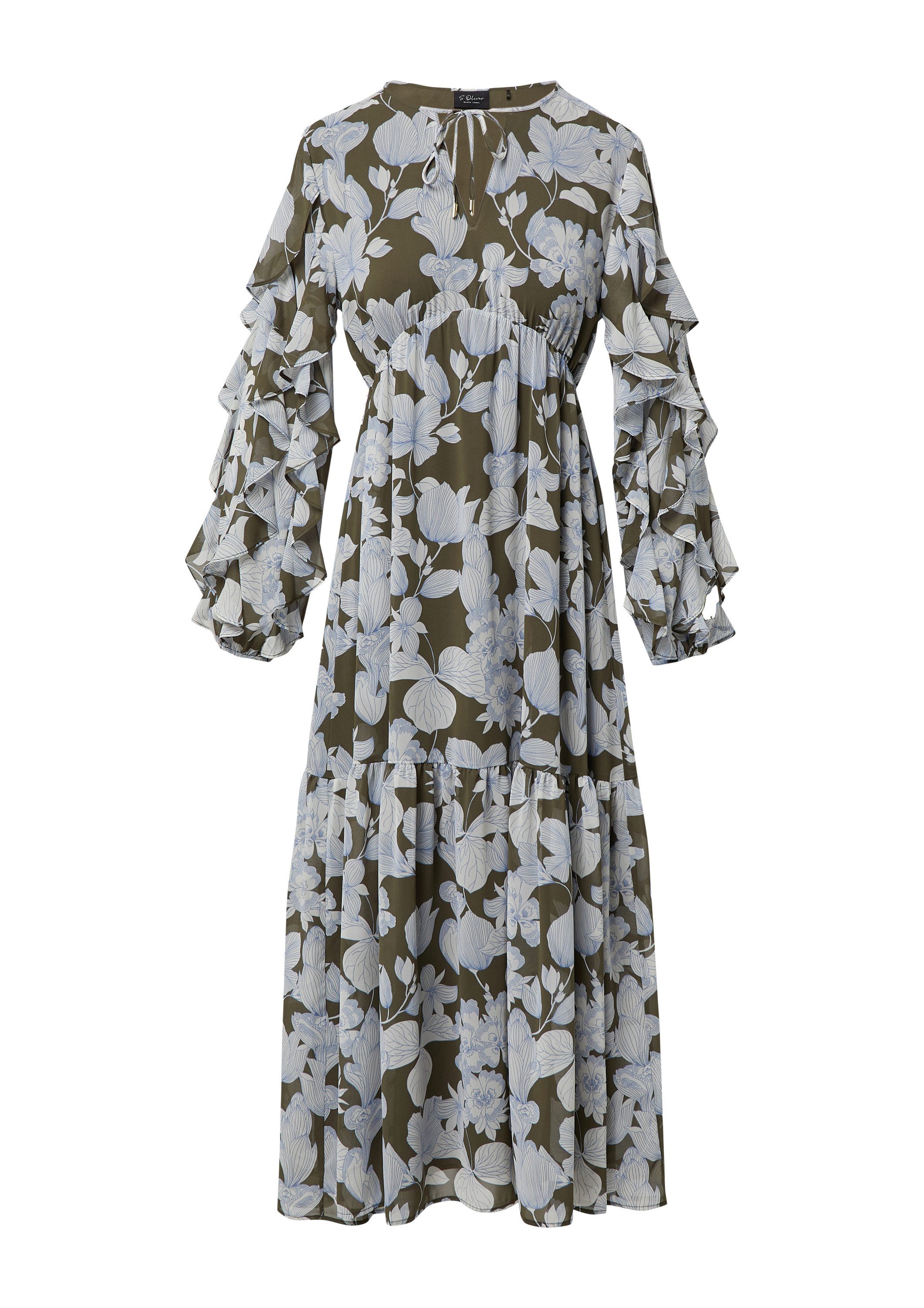 s.Oliver Midikleid Kleid Maxikleid mit Volants und All-over-Print günstig online kaufen