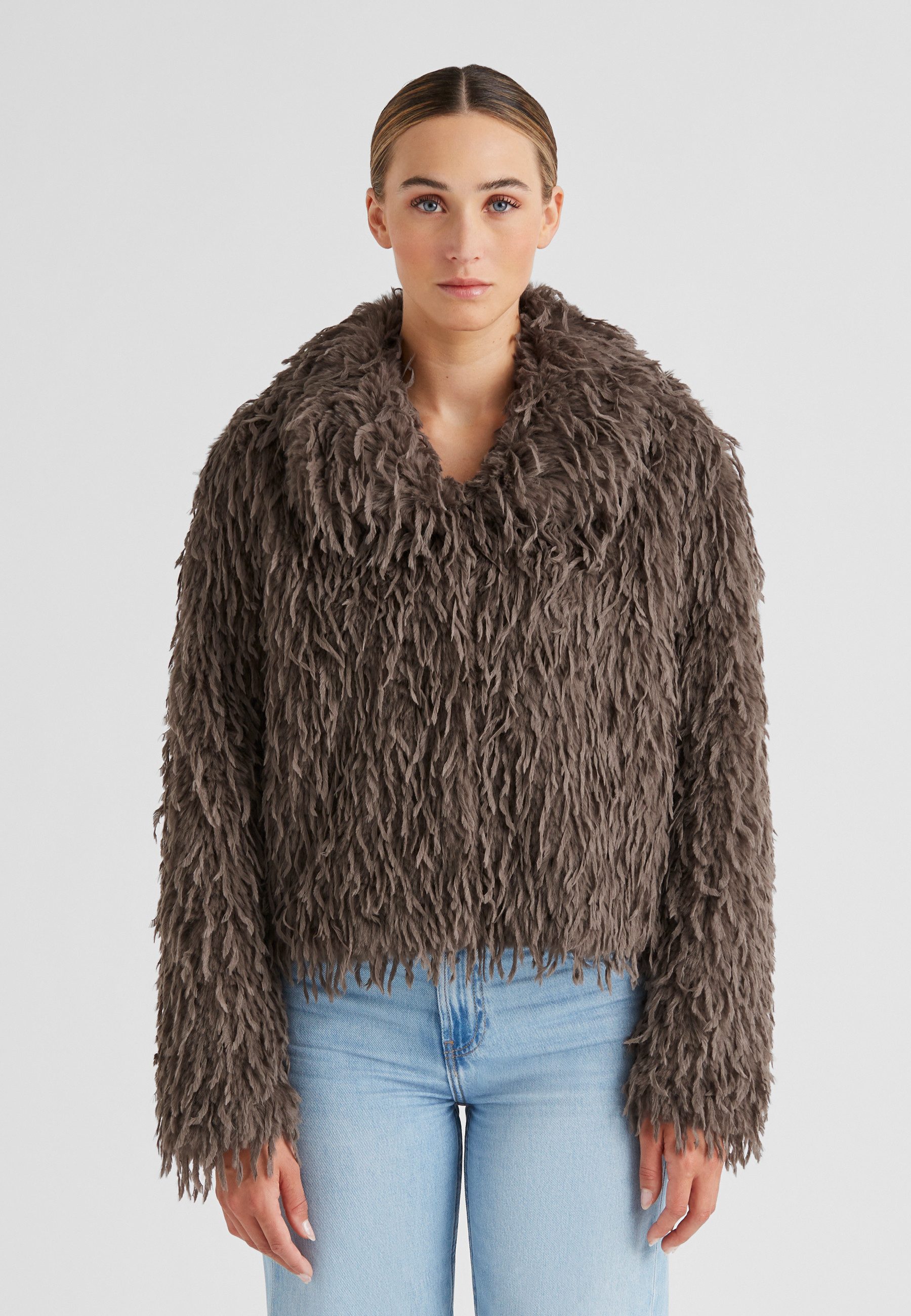 Milestone Fellimitatjacke MSWhitney kurze Jacke aus Kunstpelz im Federlook günstig online kaufen