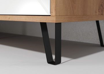 Furn.Design Lowboard Tough (TV Unterschrank in Artisan Eiche mit weiß, 123 x 56 cm), mit Soft-Close
