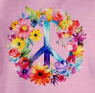 Shirtracer T-Shirt Peacezeichen Peace-Symbol Hippie Frieden 60er 70er Flow Power Flowerpo Statement