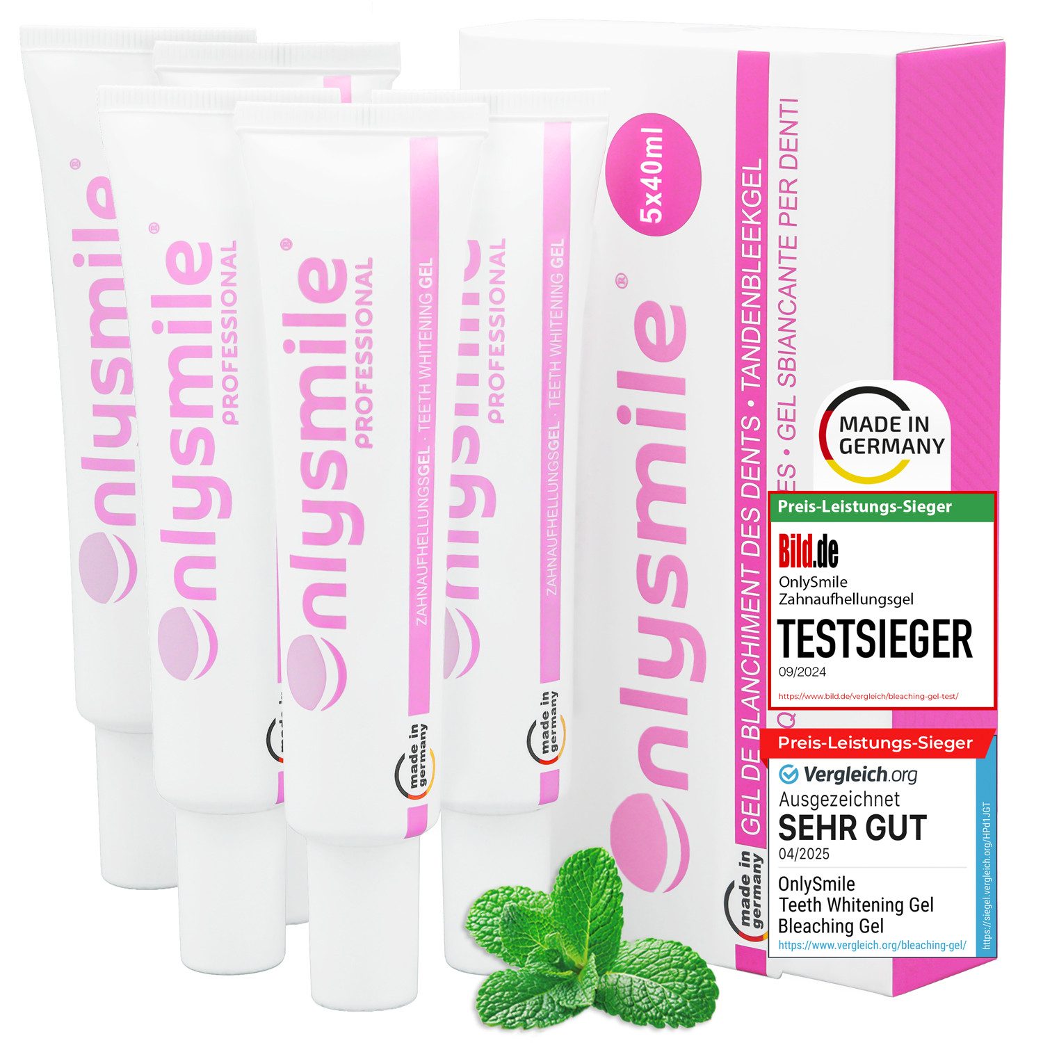 OnlySmile Zahnbleaching-Gel Zahnaufhellung Gel - Testsieger - Teeth Whitening Gel für Weiße Zähne, Zahnaufhellung, Отбеливание Gel, Aufhellen, Weiße Zähne